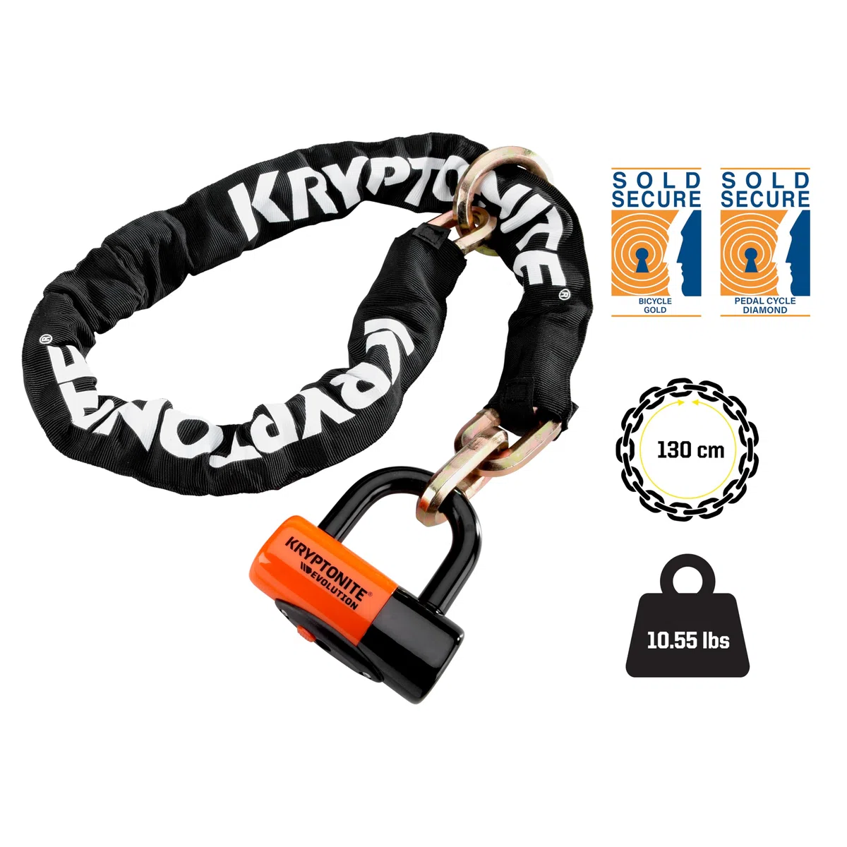 Kryptonite New York Cinch Ring Chain 1213 (12mm x 130cm) con Blocco Disco EVS4 14mm