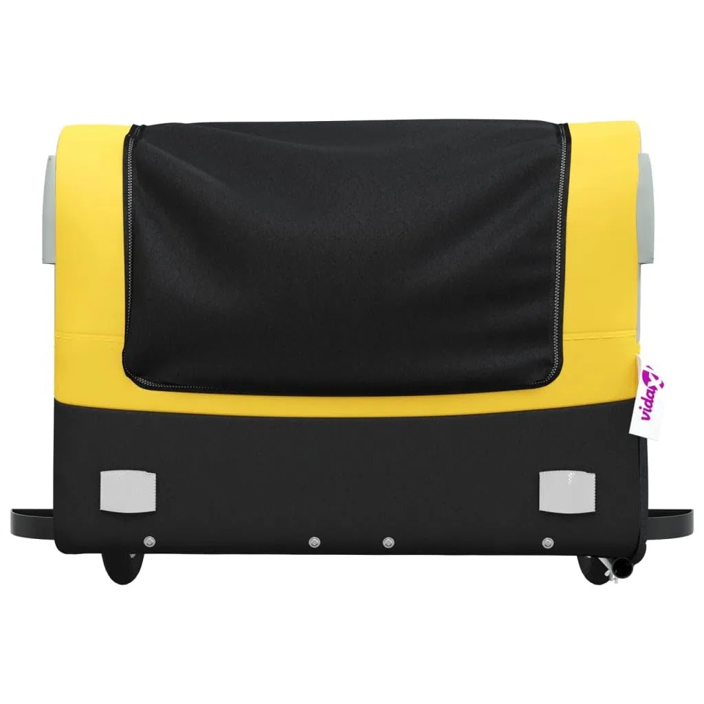 Rimorchio da Bici Nero e Giallo 45 kg in Ferro,Rimorchio Carrello per Bici,Carrellino Rimorchio,Carrello per Bici-94050