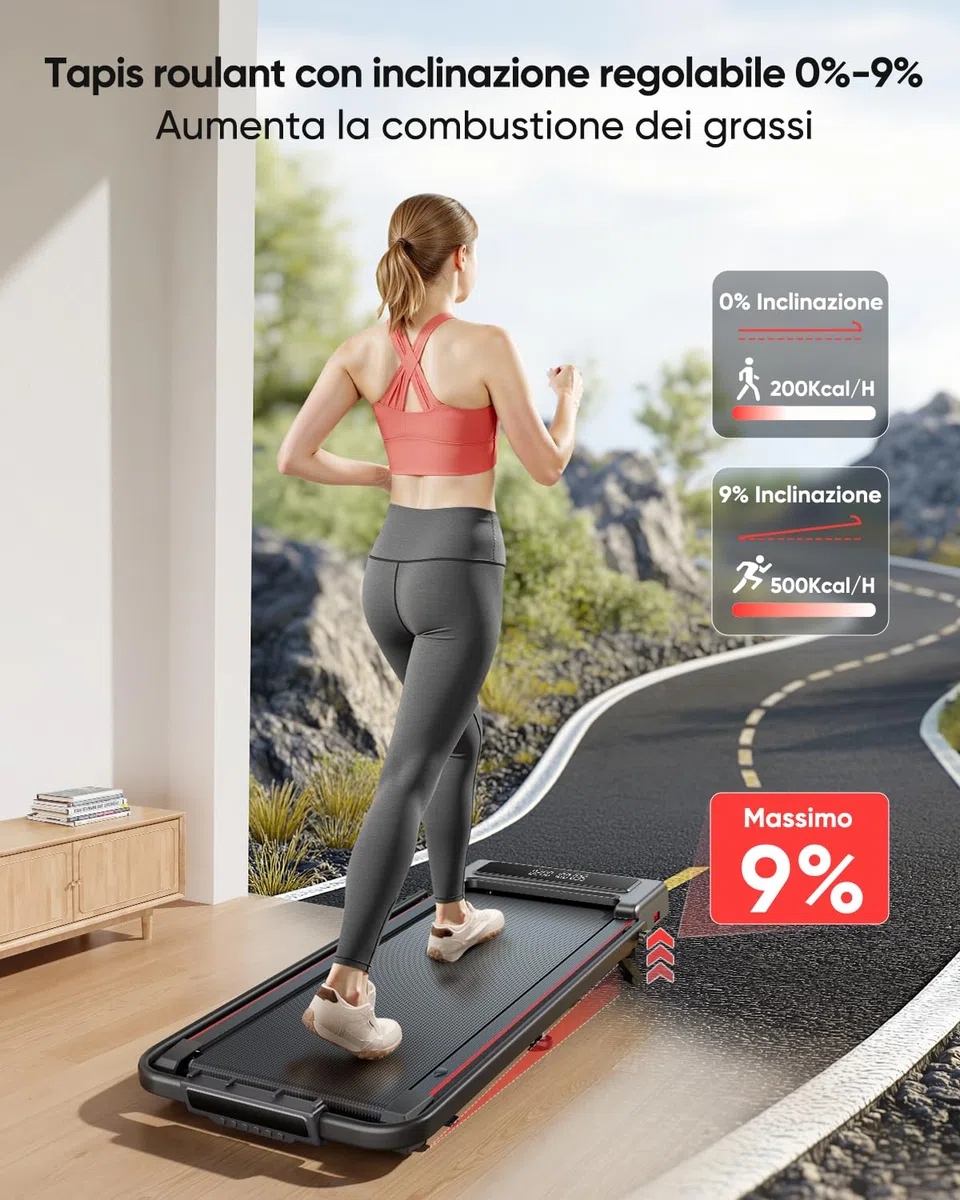 Tapis Roulant Elettrico Pieghevole 12 km/h, 4 in 1 Tapis Roulant con Inclinazione, App, Telecomando e Doppio Display LED, Design Salvaspazio per Casa e Ufficio, Nessuna Installazione Richiesta