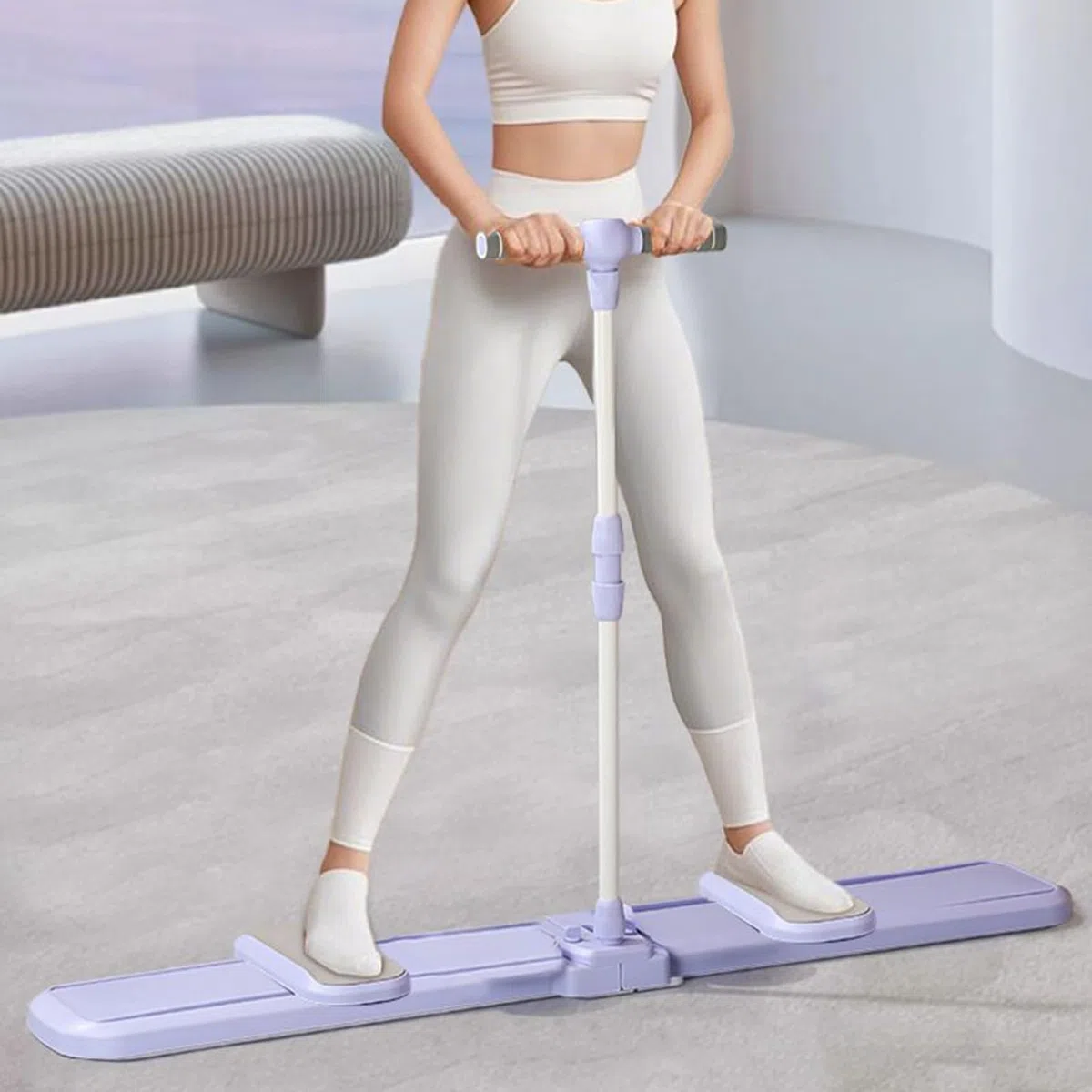 Allenatore da pavimento - Macchina da sci in PP con più funzioni - 124 cm Allenatore di versatile e versatile | Skimachine Fitness Trainer portatile per Yoga Pilates, casa, appartamento, studio