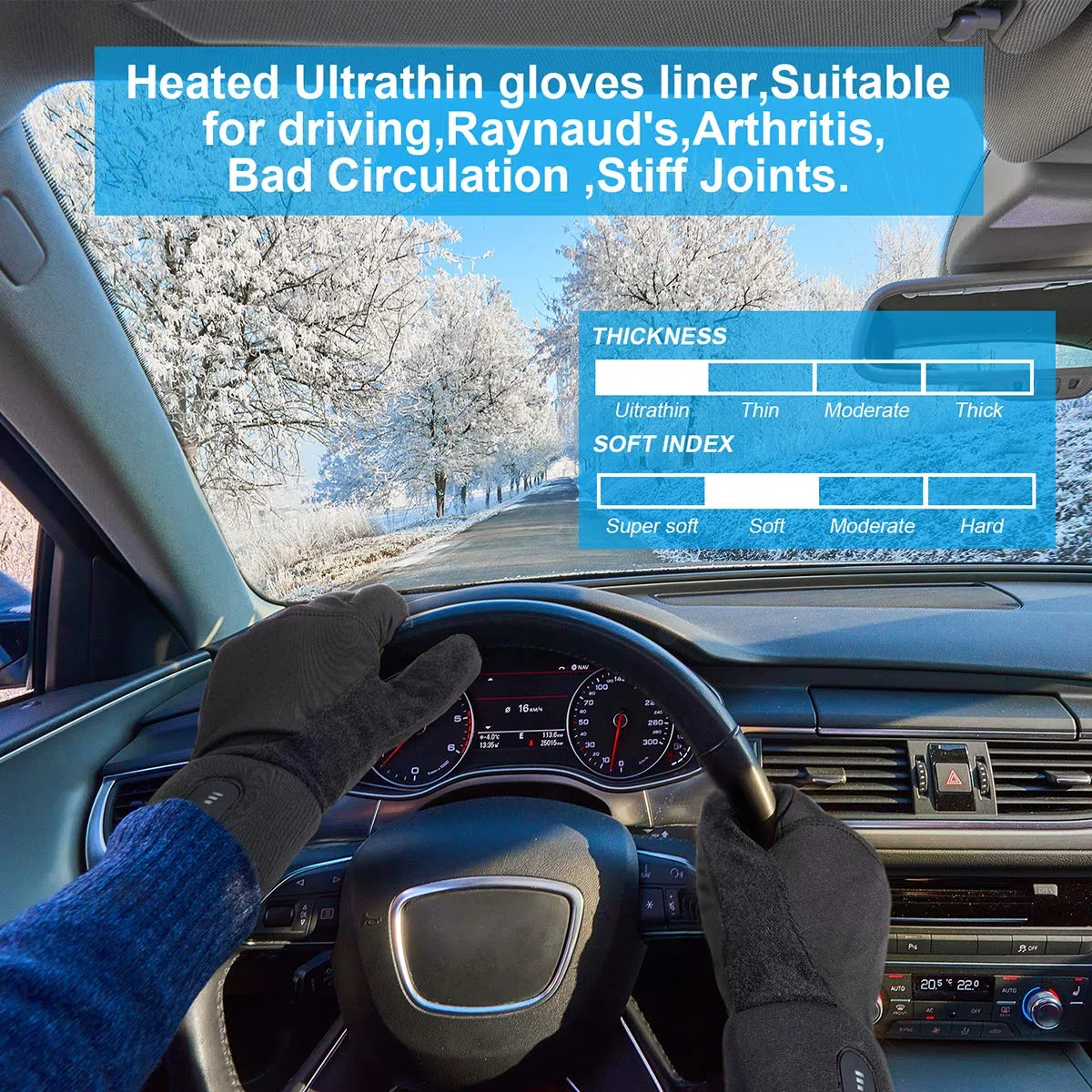 Guanti Elettrici Riscaldati Foderato con Batteria Ricaricabile Touchscreen Uomo e Donna Sottili Guanti Termici Invernali Scaldamani per Ciclismo Sci Caccia Pesca Morbo di Raynaud Artrite