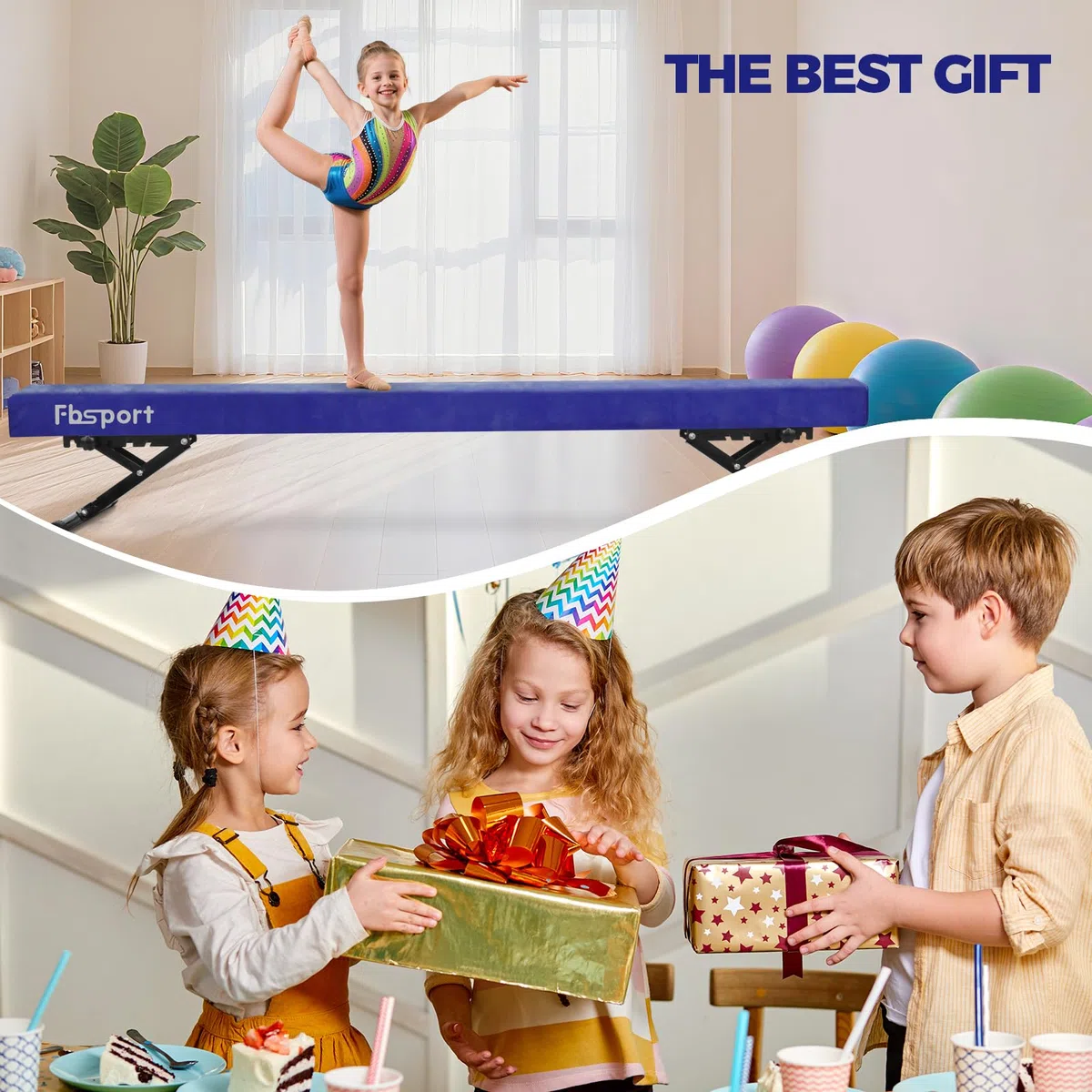 trave ginnastica artistica per casa Regolabile 244CM, 5 altezza regolabiletrave ginnastica trave di equilibrio ginnastica ad alto e basso livello Fascia da pavimento Altamente stabile per bambini