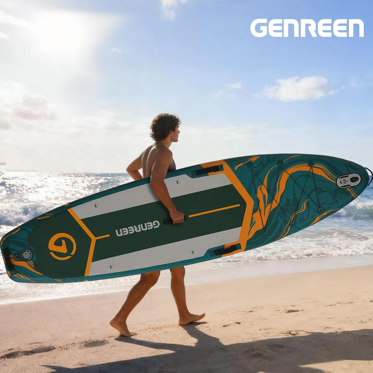 Tavole da paddle stand-up, 11 ft gonfiabili con accessori SUP, non scivola, doppio strato di PVC, motivo Monstera, 33 in extra large, per ragazzi e adulti