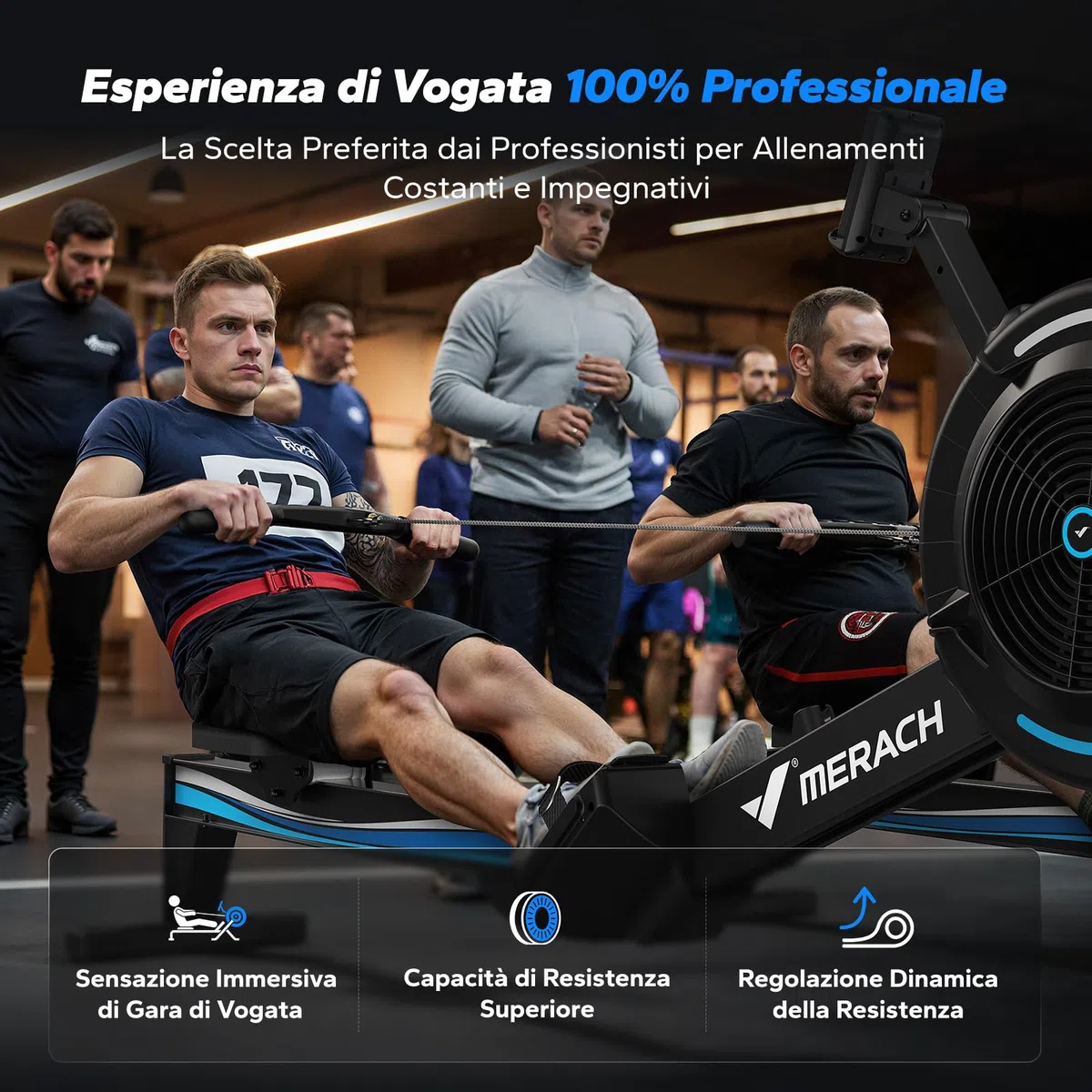 MERACH Vogatore per Casa, Vogatore ad Aria Professionale con App Esclusive, Unità di Canottaggio Interna, Sedili Comodi Ergonomici, 10 Resistenza Regolabile