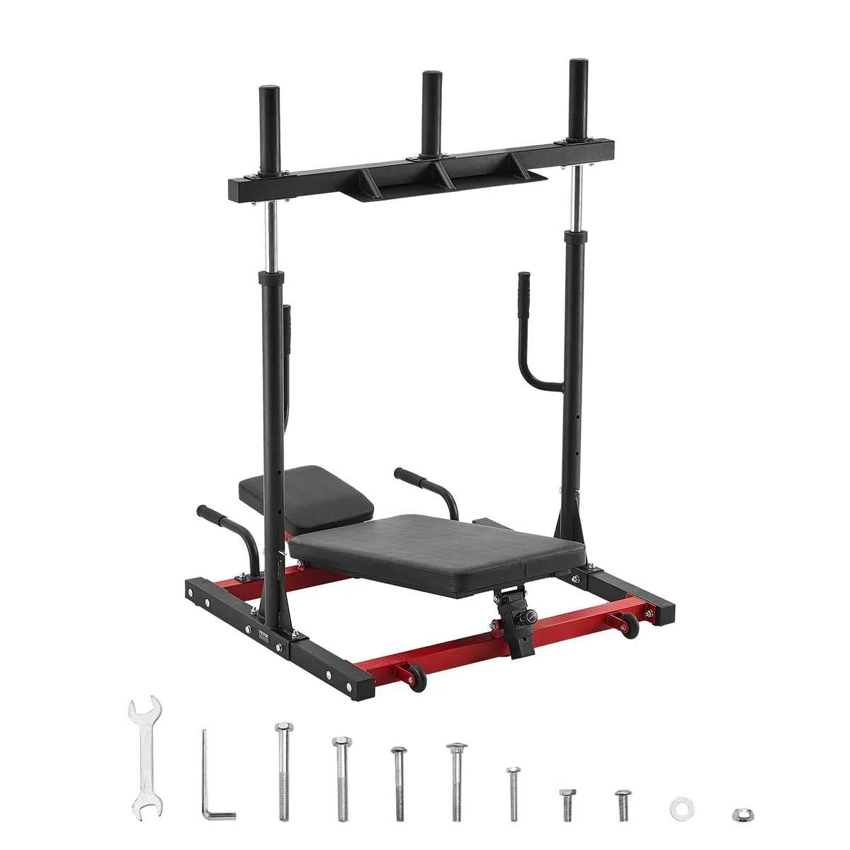 VEVOR Macchina per Pressa per Gambe Verticale, Attrezzatura Regolabile per Allenamento con Pressa per Gambe in Acciaio al Carbonio, per Palestra Domestica Capacità di 249,5 kg Nero Rosso