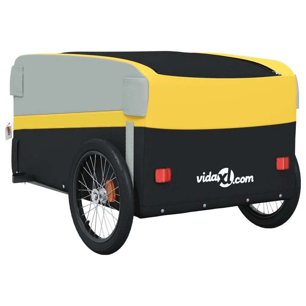 Rimorchio da Bici Nero e Giallo 45 kg in Ferro,Rimorchio Carrello per Bici,Carrellino Rimorchio,Carrello per Bici-94050