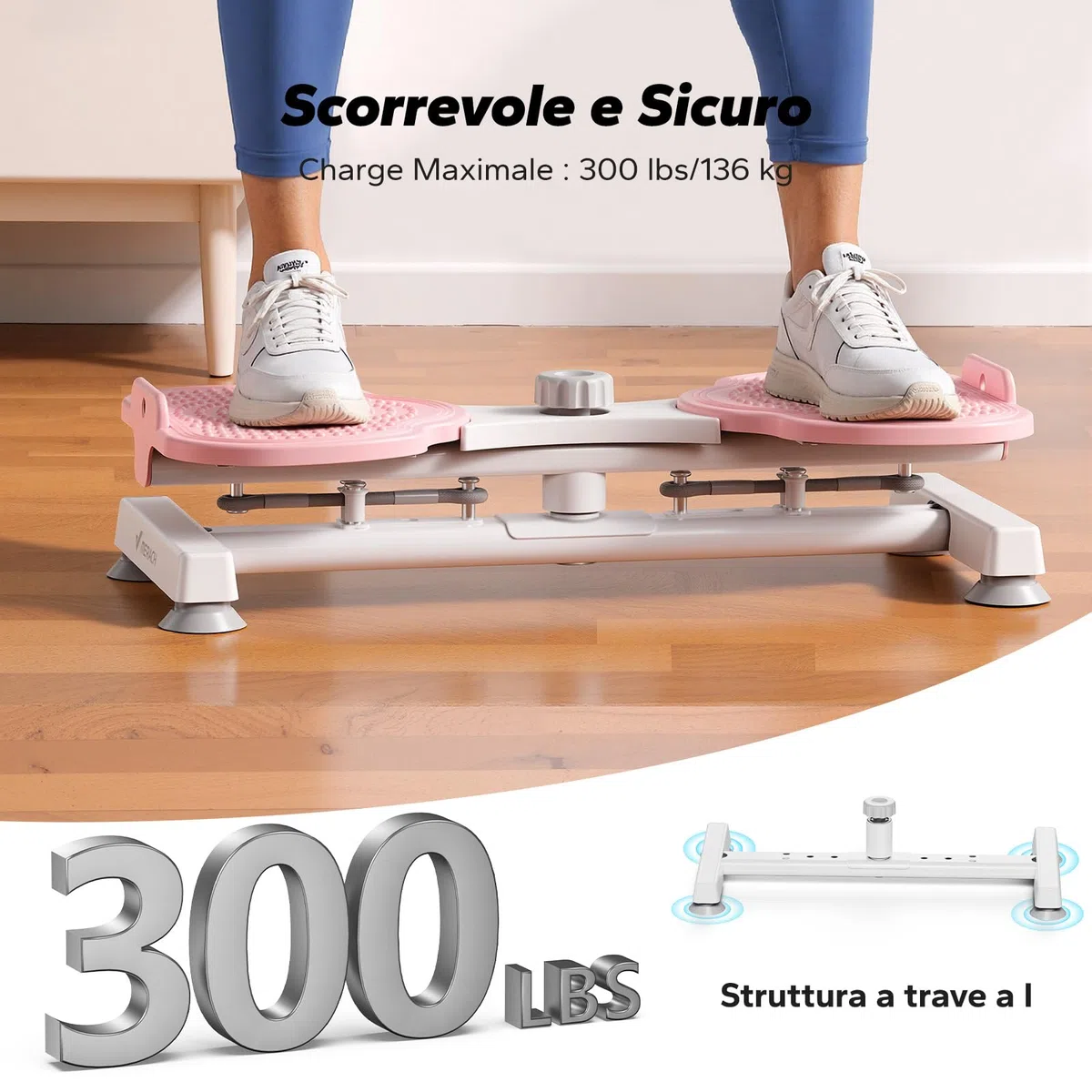 MERACH Twist Waist Disc Board per le Donne, Waist Whisper con 2 Fasce Elastiche, Pedana Rotante Dimagrante per Allenare Core e Fianchi, 136KG Max per Fitness & Ginnastica - Rosa (Pro)