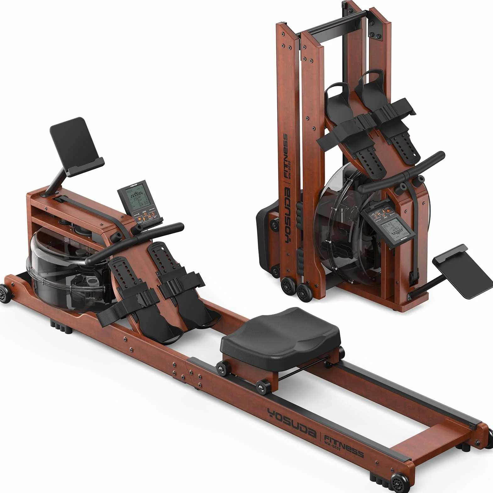 YOSUDA Vogatore pieghevole per casa, grande serbatoio 22L, APP/Bluetooth, design ultra silenzioso, supporto telefono regolabile, 190cm/182kg, pre-assemblato al 98%, vogatore professionale per casa