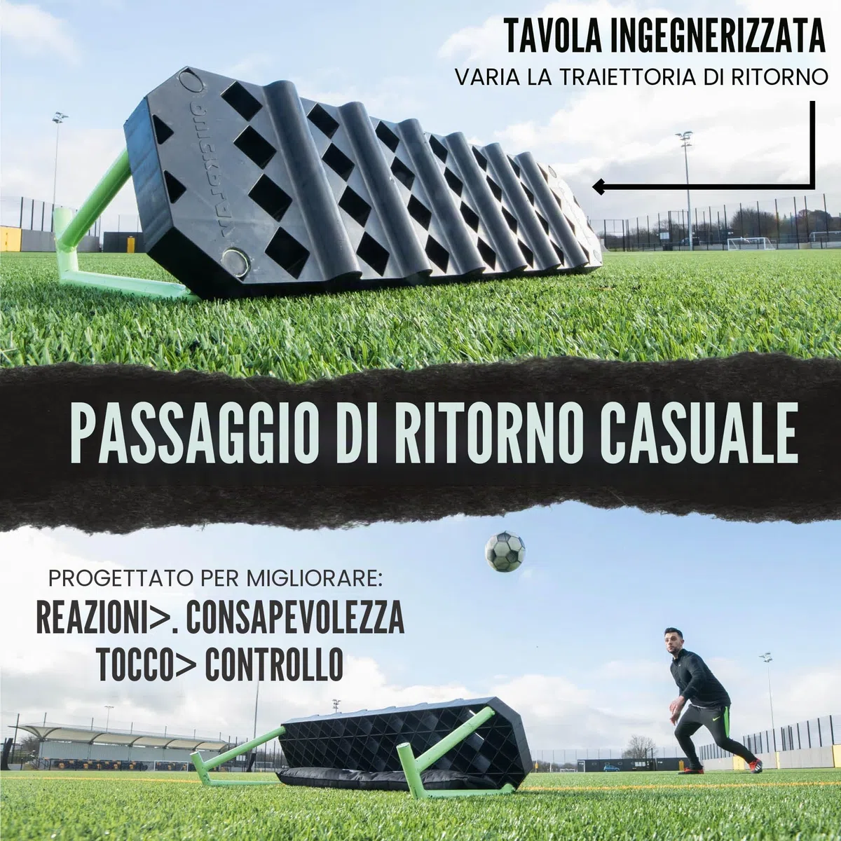 QUICKPLAY Stazione di replay | La scheda professionale di rimbalzo del calcio presenta una doppia trama e un angolo regolabile…
