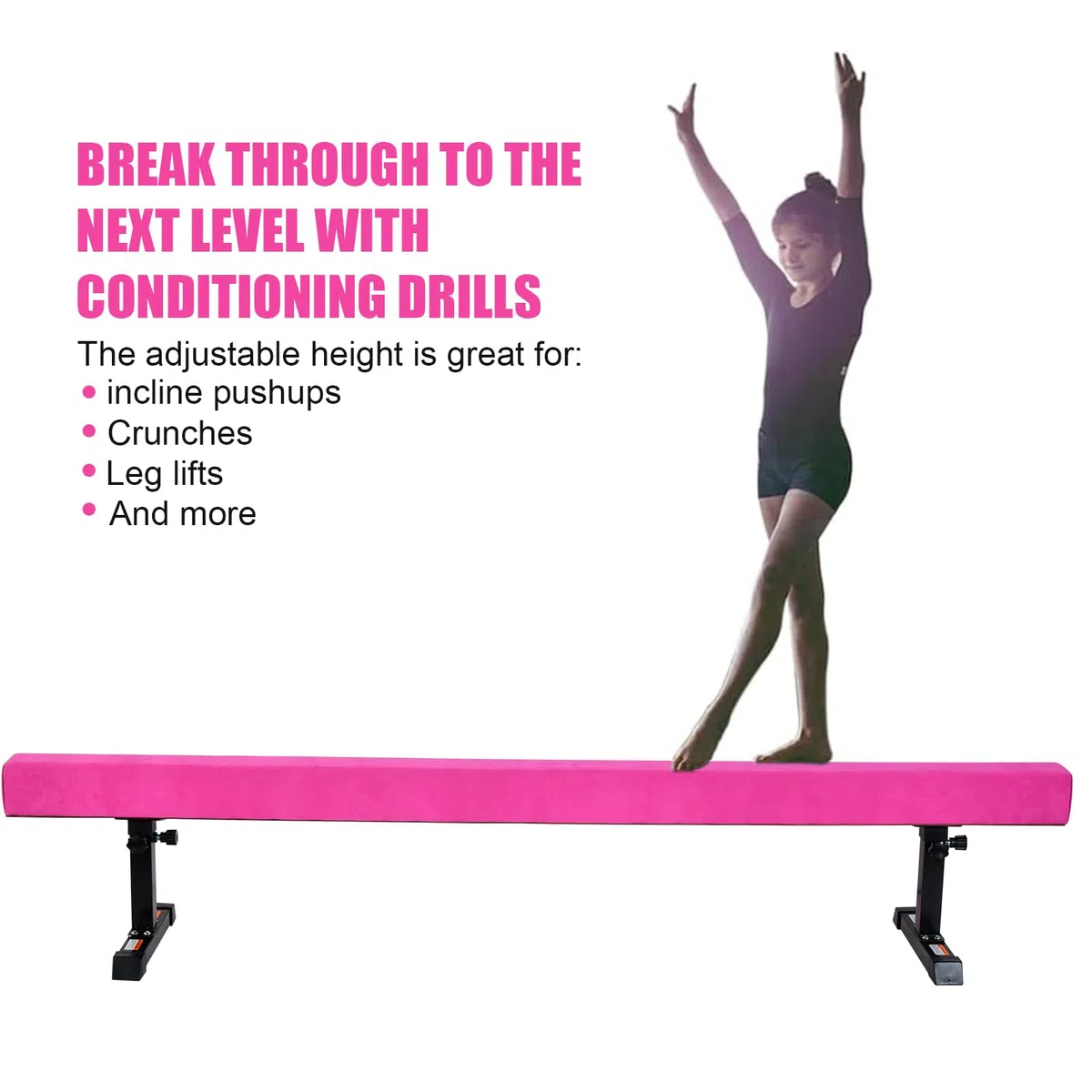 Fascio di bilanciamento regolabile, palla da ginnastica | 5,9 ft Balance Bar | 5 altezze regolabili per l'allenamento a casa all'aperto all'aperto