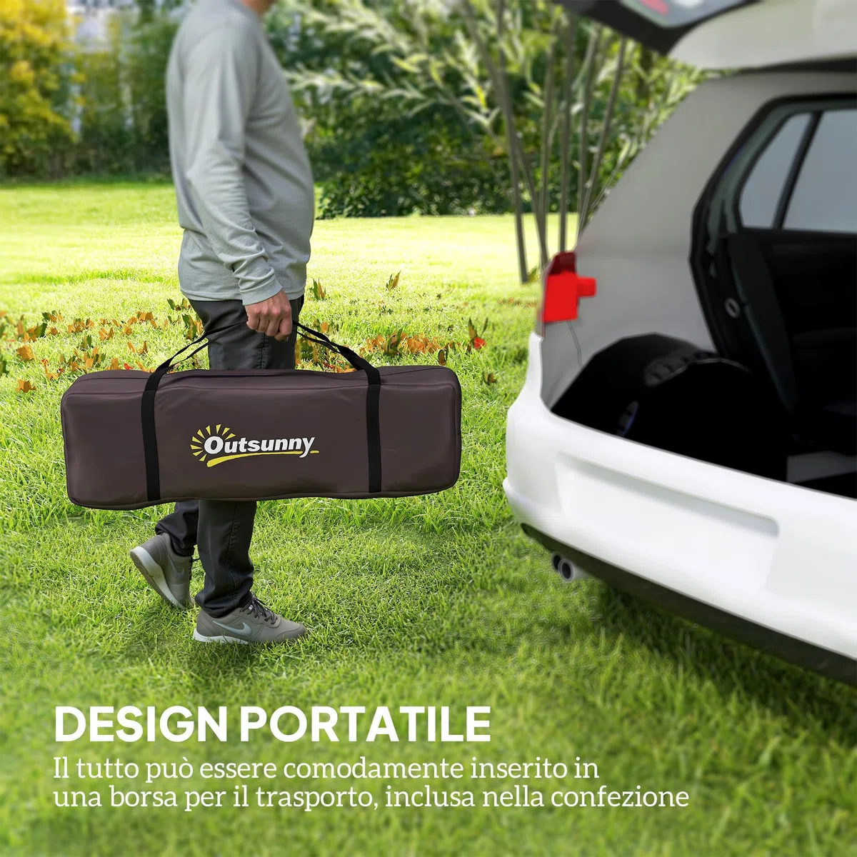 Outsunny Tenda Campeggio a Tunnel per 2-4 Persone con 2 Stanze, Tenda Famigliare da Trekking Pesca Impermeabile 3000mm con Fondo Rinforzato, Doppie Porte, Borsa di Trasporto, 360x250x130 cm, Grigio