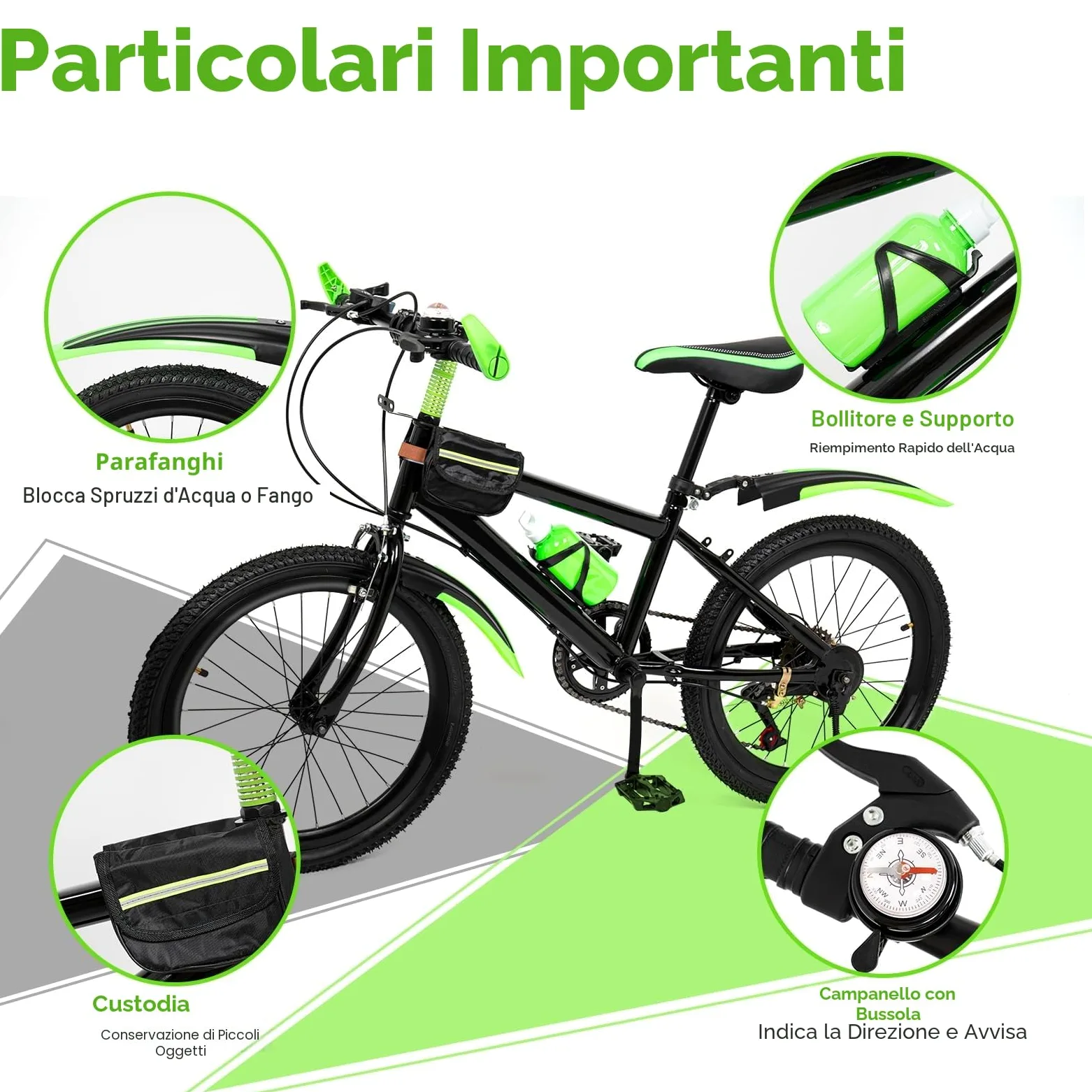 Mountain Bike per bambini per ragazzi e ragazze, mountain bike a 7 marce con parafango, bici da 20 pollici per 6 7 8 9 10 11 12 anni adolescenti