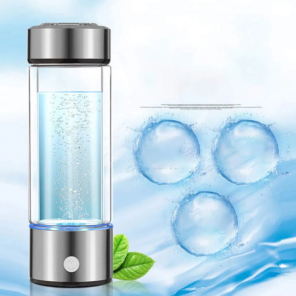 Bottiglia d'Acqua a Idrogeno Portatile, Generatore Con Ricarica USB, Ionizzatore d'Acqua Ricca per Ufficio, Viaggi e Lavoro (Nero)
