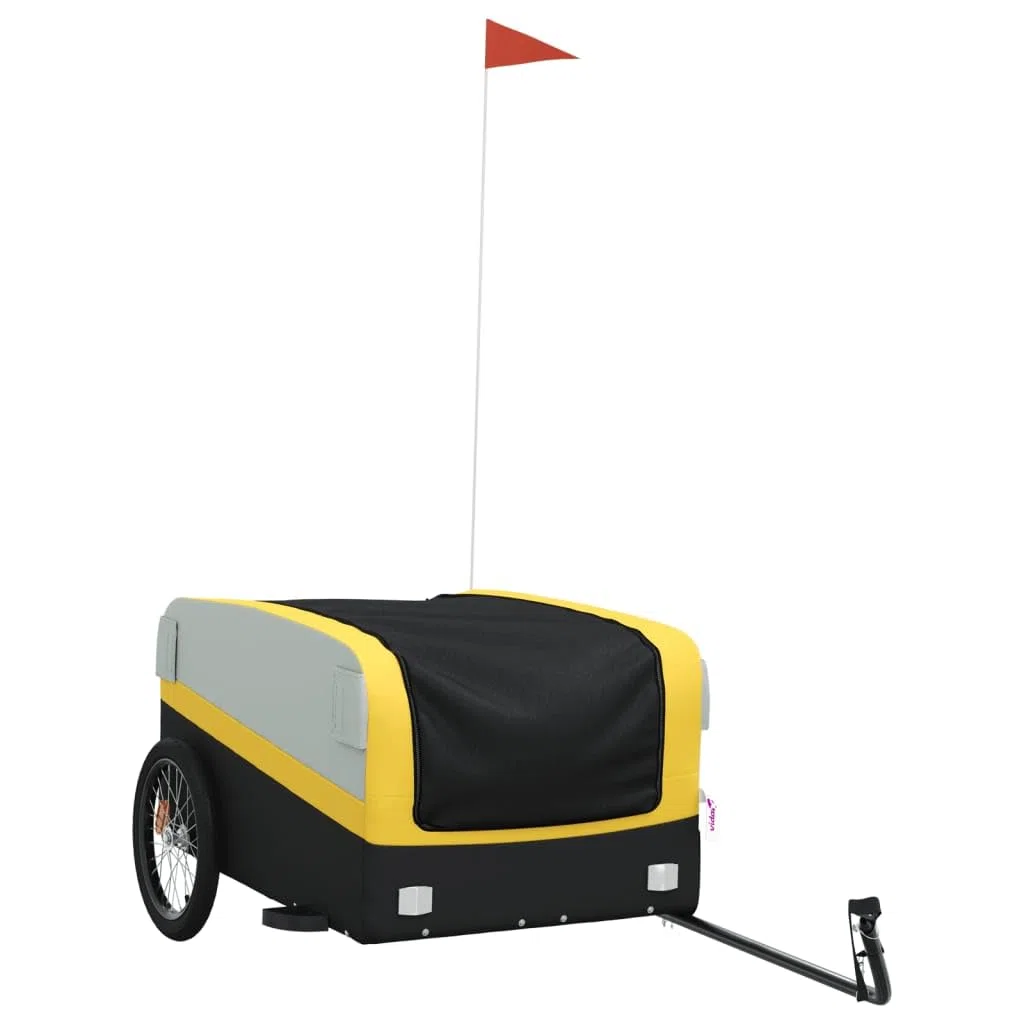Rimorchio da Bici Nero e Giallo 45 kg in Ferro,Rimorchio Carrello per Bici,Carrellino Rimorchio,Carrello per Bici-94050