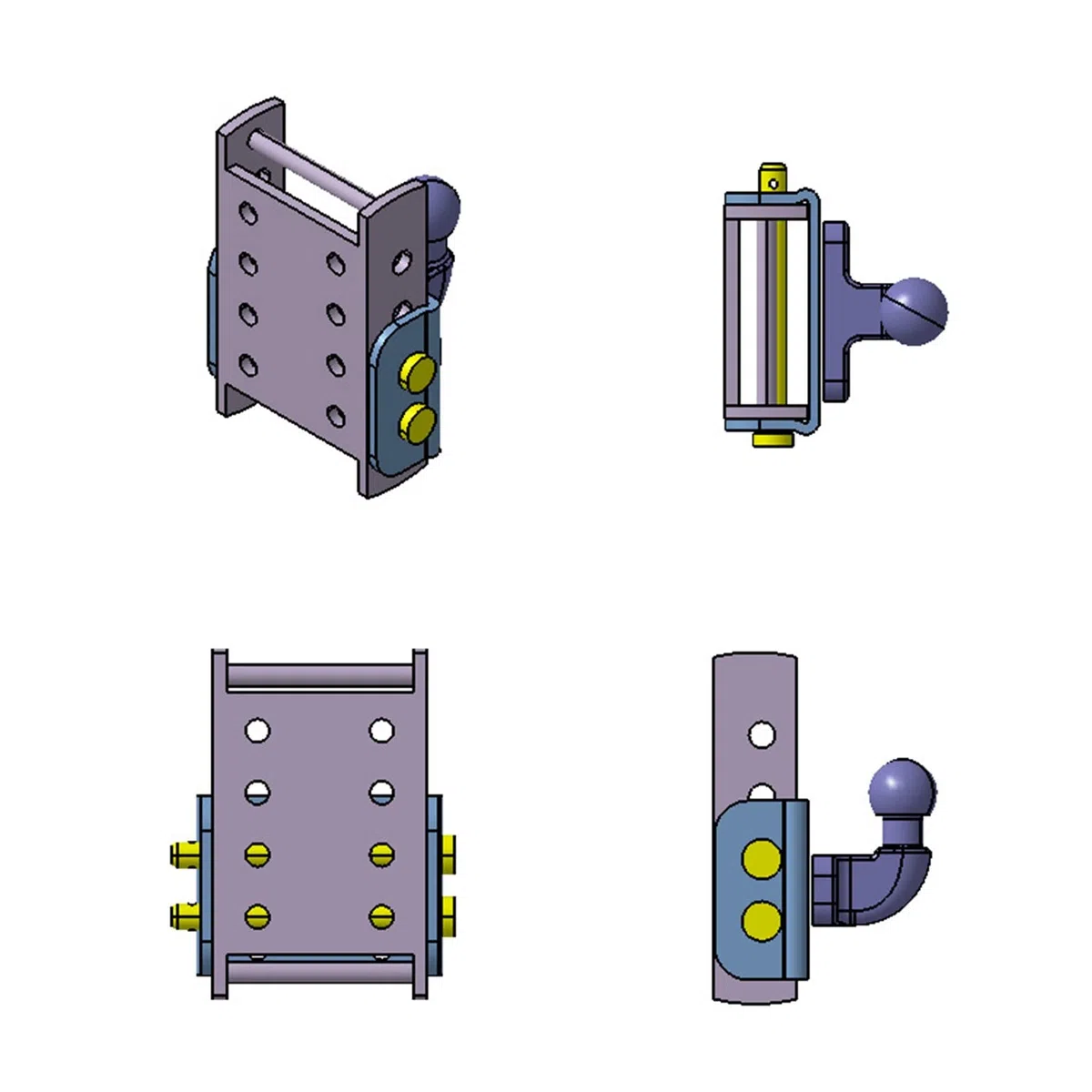 XIMPLIO Gancio universale regolabile in altezza – Regolazione dell'altezza della sfera con sistema di cambio AHK-Bock (per 2 fori 90 mm AHK, nero, 3 x 45 mm)