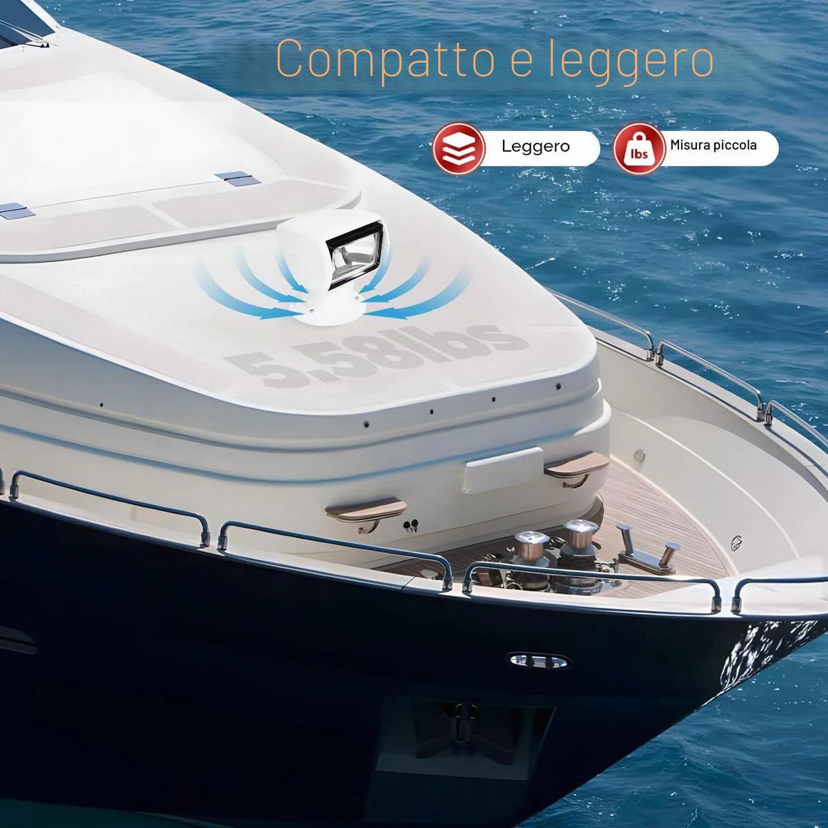 MINRS Faro per barche, faro di ricerca per barche, faro marino, telecomando Xenon marino DC 12V 100W, telecomando rotante 360 gradi, luce di lavoro IP66 impermeabile per yacht, guardia costiera