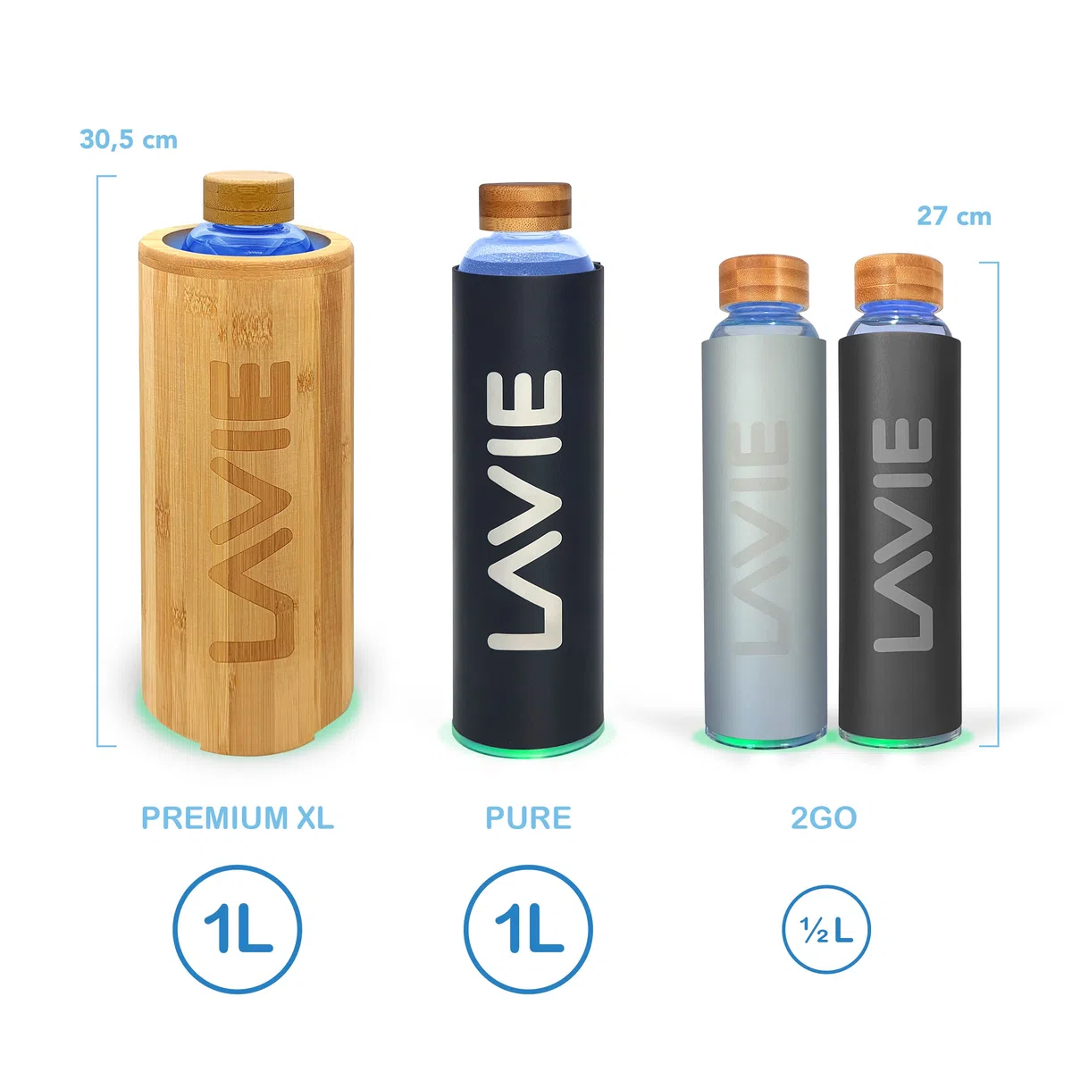 LaVie PURE Depuratore d'Acqua Innovativo a Luce UVA, Senza Materiali di consumo. Trasforma l'Acqua del Rubinetto in Acqua Pura, Fresca e dal Sapore Gradevole in soli 15 Minuti - Capacità 1 L
