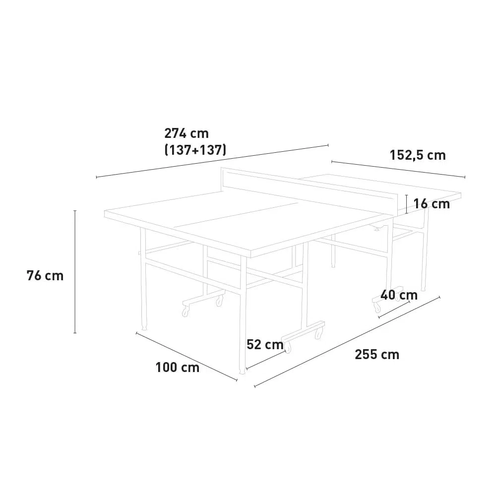 GORICA Tavolo Ping Pong Pieghevole Racchette Palline Rete Incluse Esterno Outdoor cm 274 x 152 x 76