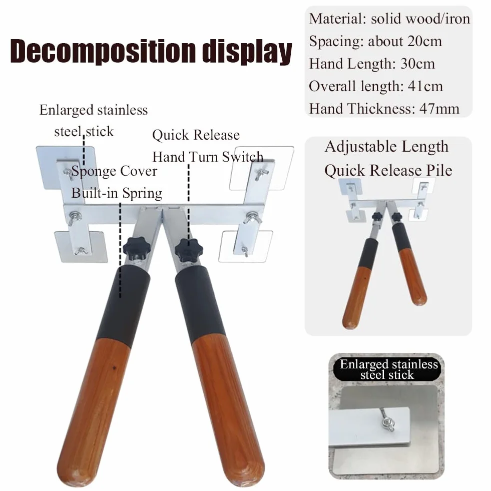DYK&NX Wing Chun Wooden Dummy, Boxing Accessori per Allenamento Kung Chun, Wooden Dummy Training Target con Bracci A Molla per Muro o Oggetti Rigidi