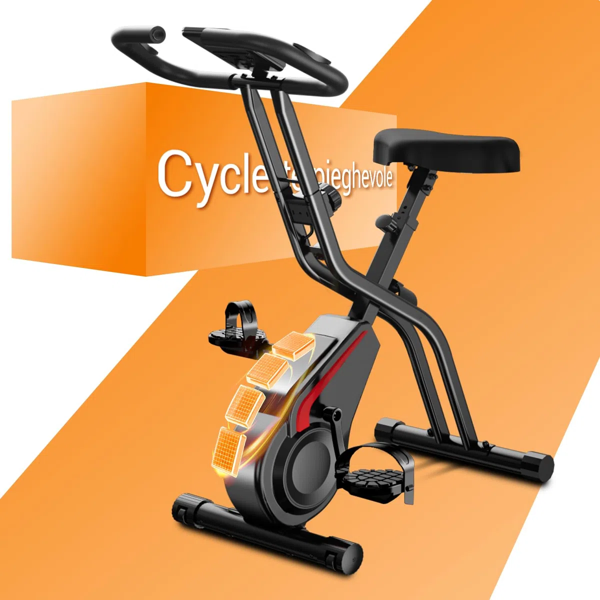 UMAY cyclette da casa pieghevole Ergometer, cyclette pieghevole 5-in-1 con Resistenza Magnetica a 16 Livelli, cyclette per casa Bici da Camera con Sedile Comodo, Massimo 136kg
