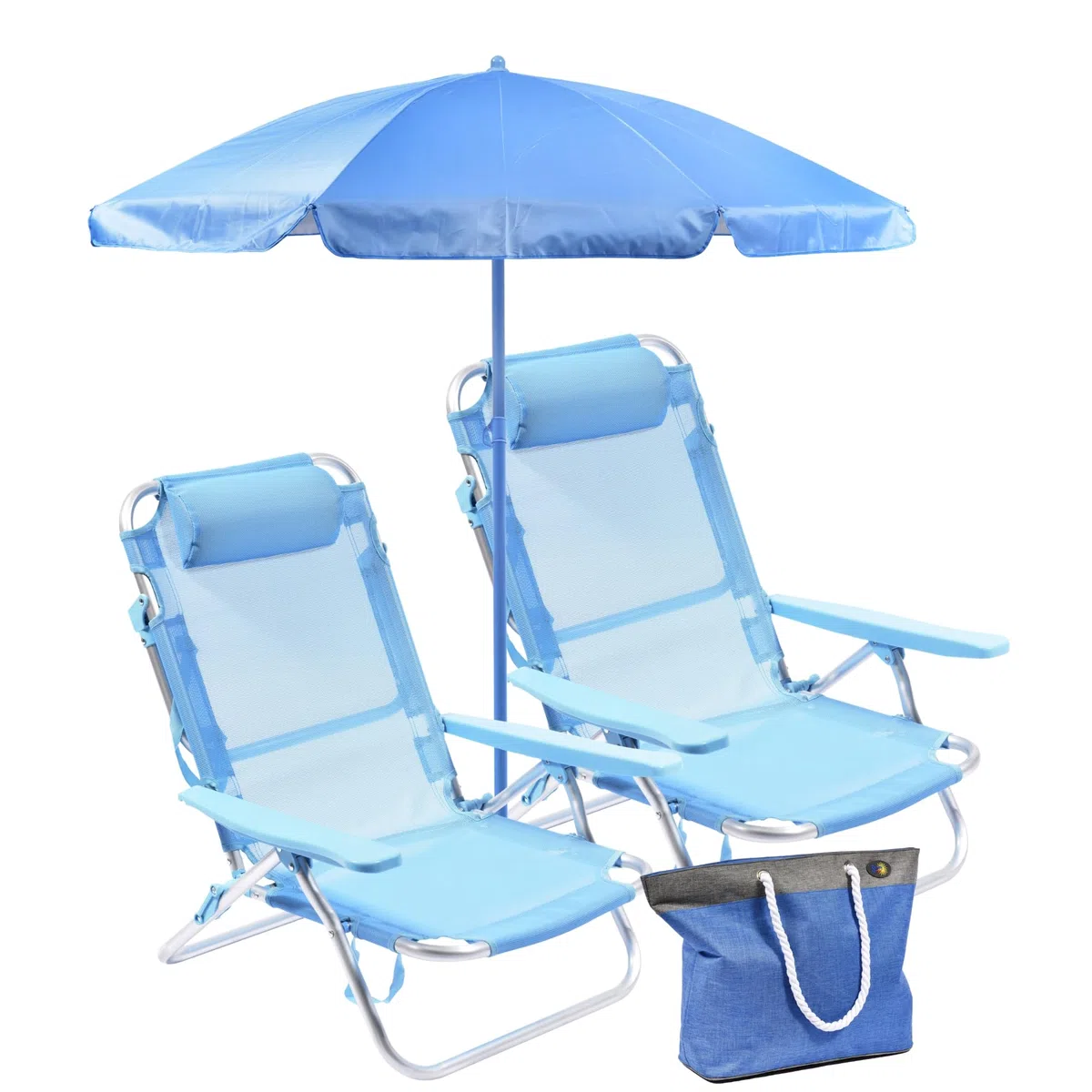 SUNNY STAR Set da Spiaggia 2 spiaggine Parigi + 1 ombrellone + 1 Borsa Mare 45lt.