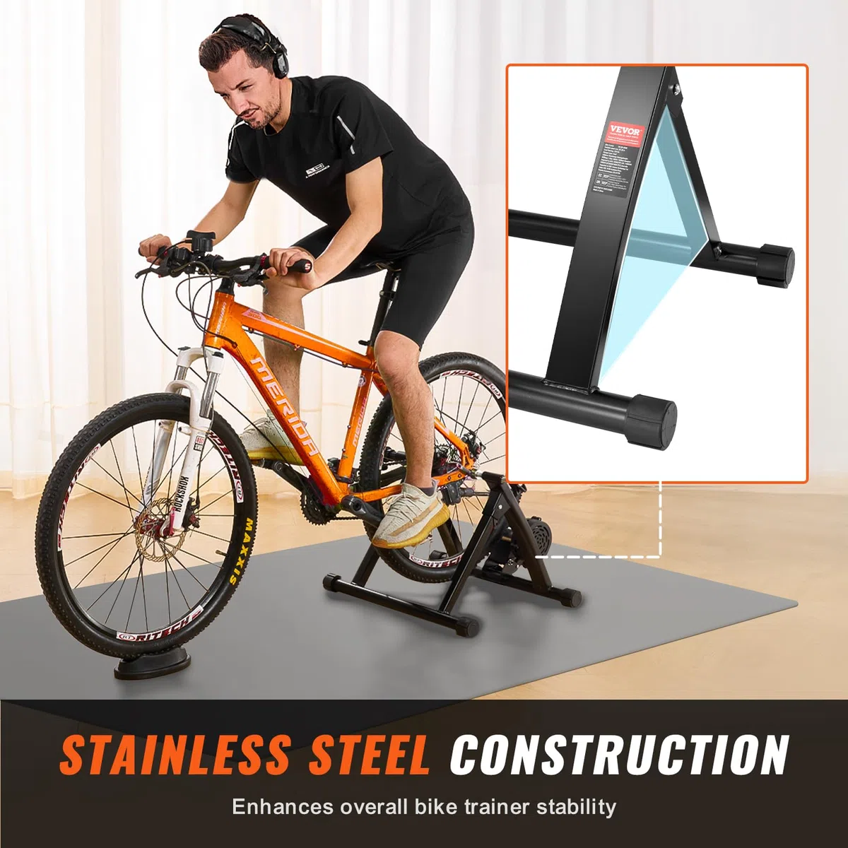 VEVOR Supporto per Cyclette, Supporto Magnetico per Cyclette per Ruote da 26-29 Pollici, Motore a Volano con Riduzione del Rumore, Bicicletta Portatile per Esercizi di Ciclismo Indoor