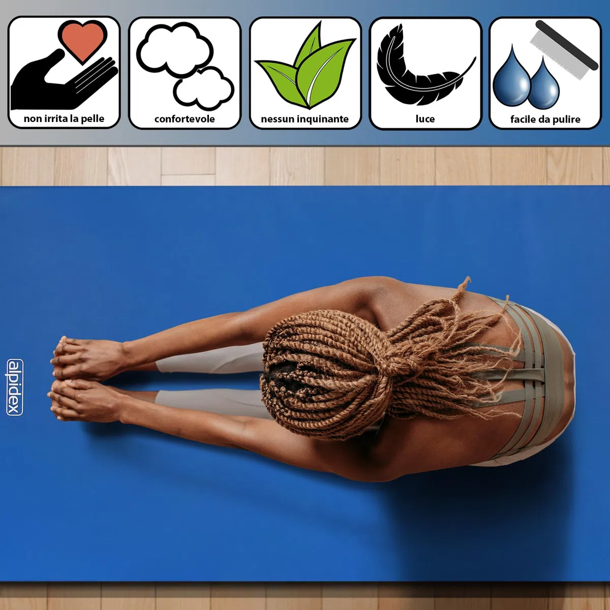ALPIDEX Materassino da sport 200 x 100 x 8 cm stuoia da ginnastica protezione con fondo antiscivolo RG 20 (molto morbido)