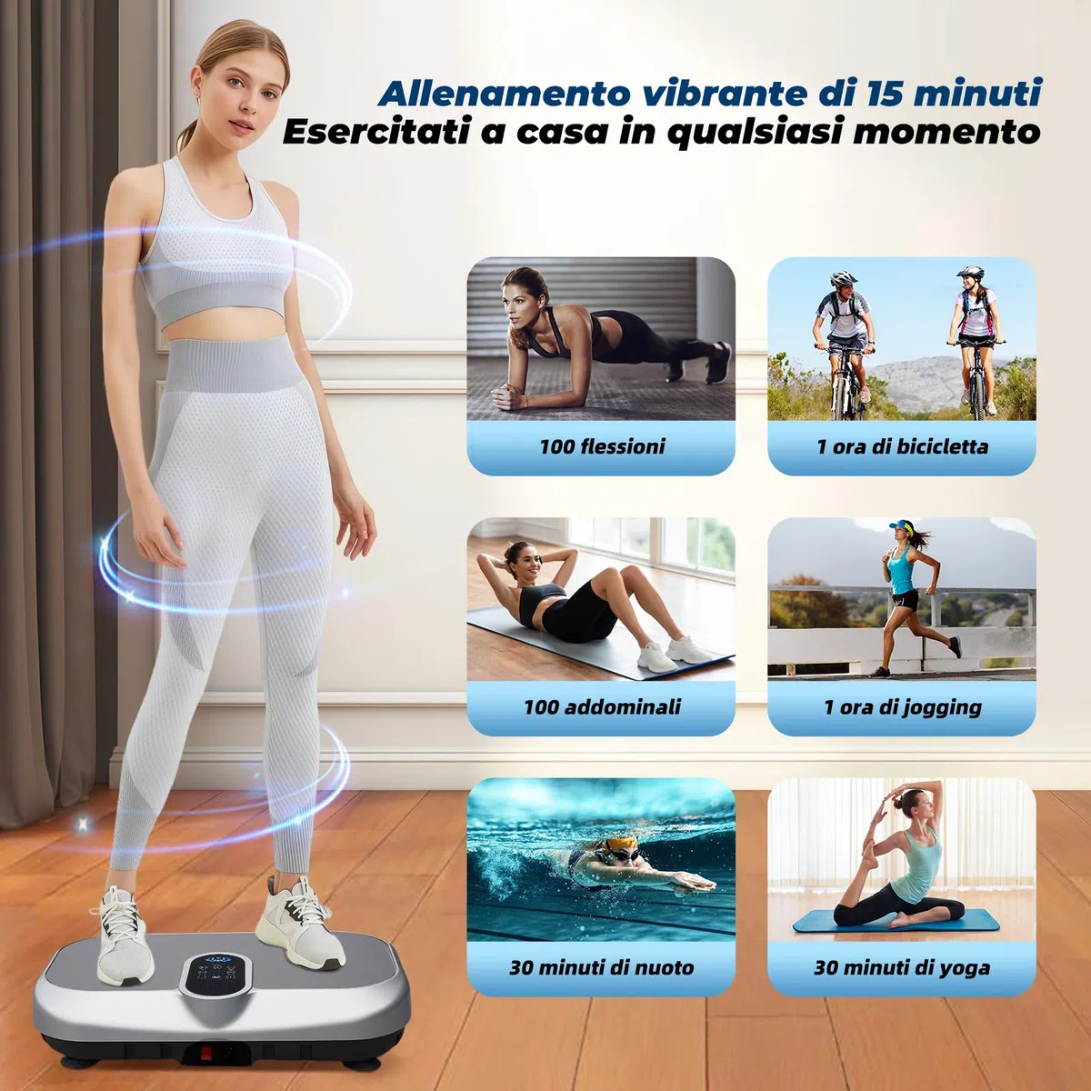 Pedana Vibrante Dimagrante 150KG con Telecomando e Fasce di Resistenza, 9 Programmi di Allenamento Automatici, 120 Livelli di Vibrazione e Altoparlante Bluetooth Integrato, Allenamento a Casa