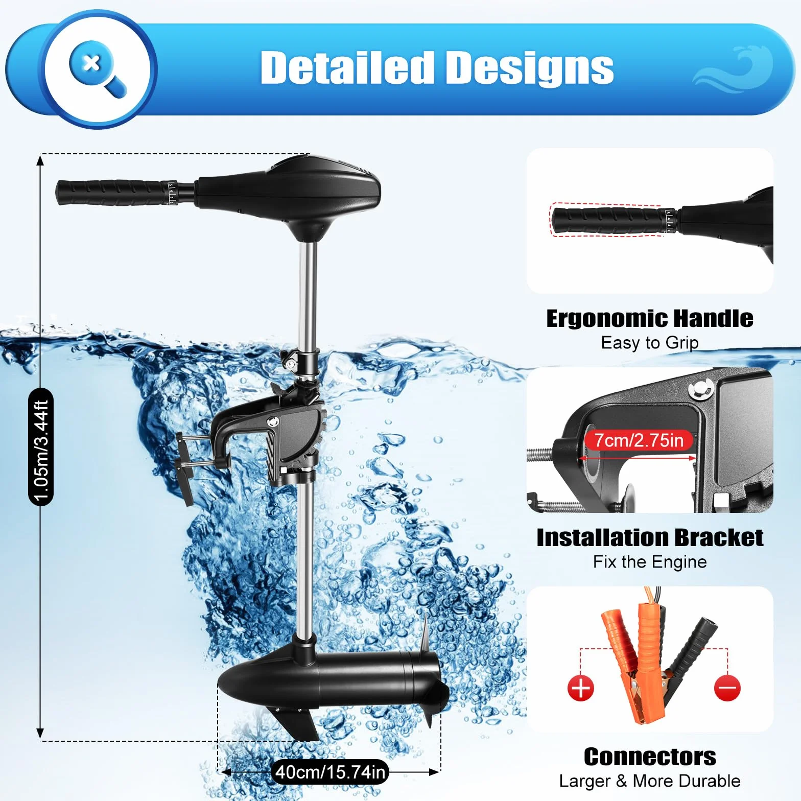 Motore elettrico fuoribordo da 58LBS, motore per barche da 12V 612W, fuoribordo elettrico, regolabile in altezza, con indicatore di batteria, con 5 marce avanti e 3 indietro, per gommone con motore