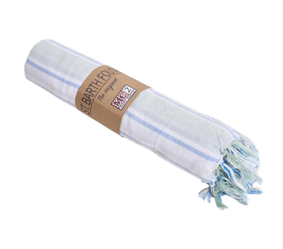 Saint Barth MC2 TELO MARE FOUTAS LIGHT STRISCE VERDE ACQUA BLU