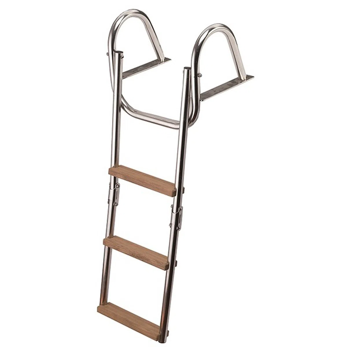 Scala Scaletta in Acciaio Inox 4 Gradini in Legno Teak per Barca Gommone 96 cm