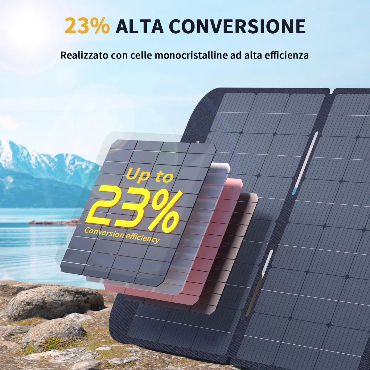 VTOMAN VS400 Pannello Solare Portatile 400W 43V, 25% Efficienza Pannello Solare Pieghevole/IP67 Impermeabile con Adattatori Anderson XT60 XT90 DC5521, Piedini Regolabili(Adatto per FlashSpeed 1500)