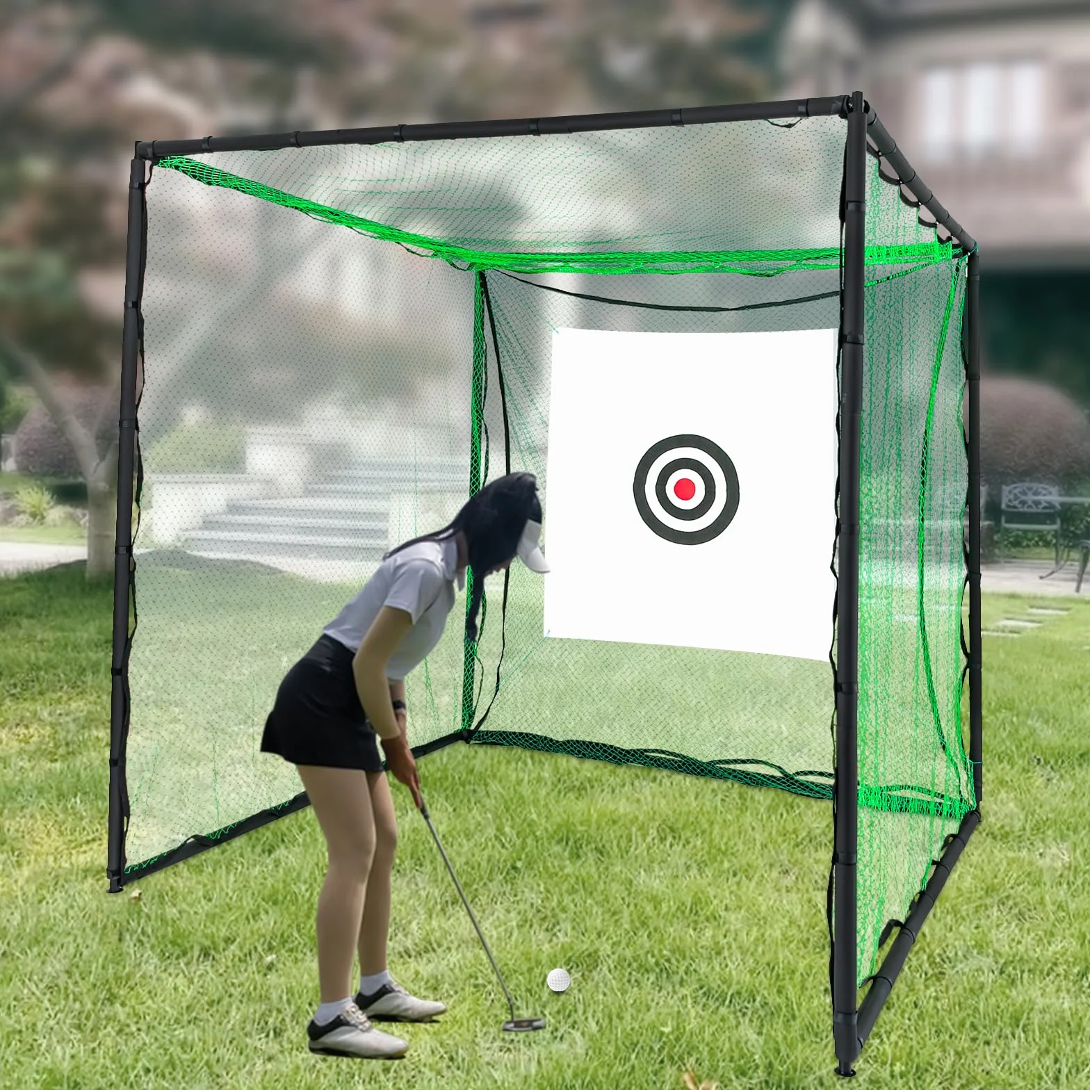 Rete da golf da 2,5 m, per praticare golf, sistema a rete per interni ed esterni, cortile, guida, pratica di colpire