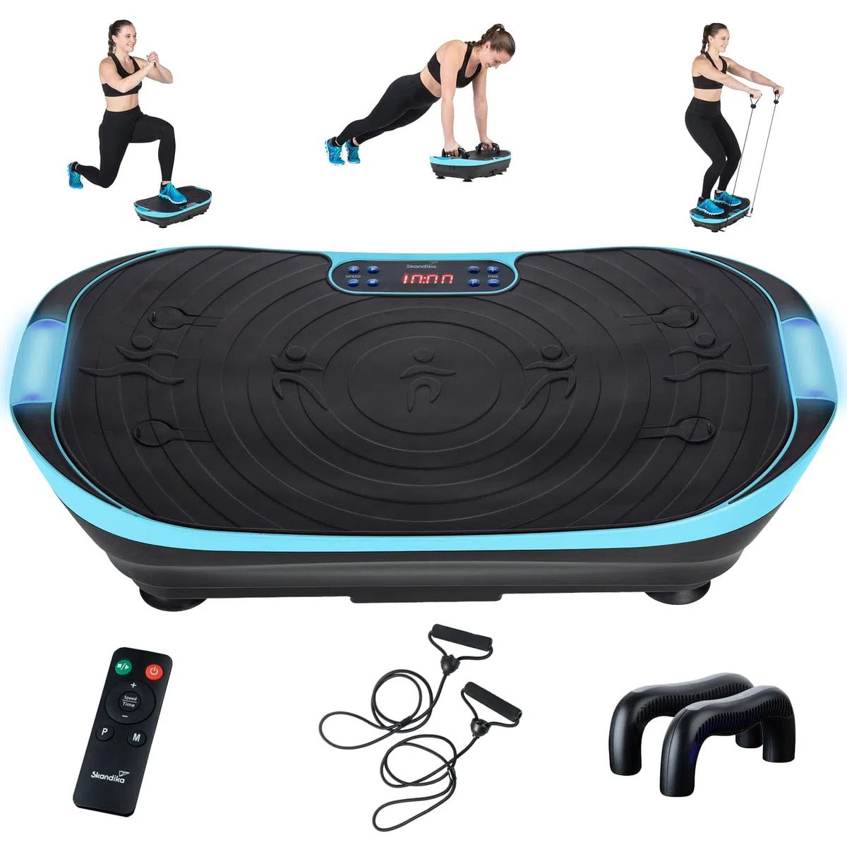 Skandika pedana vibrante V2 | attrezzatura fitness per il potenziamento muscolare, corpo intero, oscillazione 6 - 13 Hz, fino a 120 kg, con impugnatura