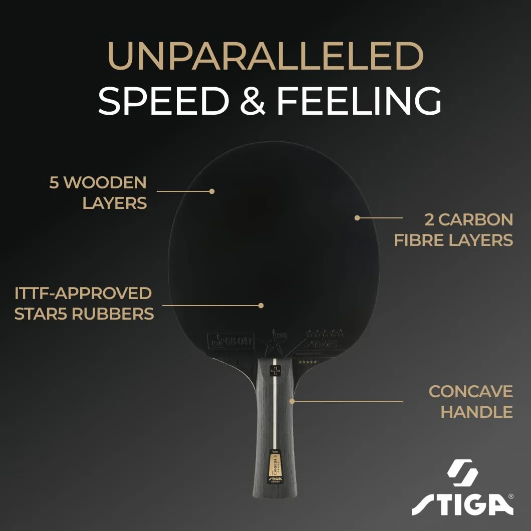 STIGA Pro Carbon + Table Tennis Bat for Advanced Offensive Competitive Players - ITTF Approved, Touch Carbon Technology - Enhanced Speed, Control and Comfort – Black/Red