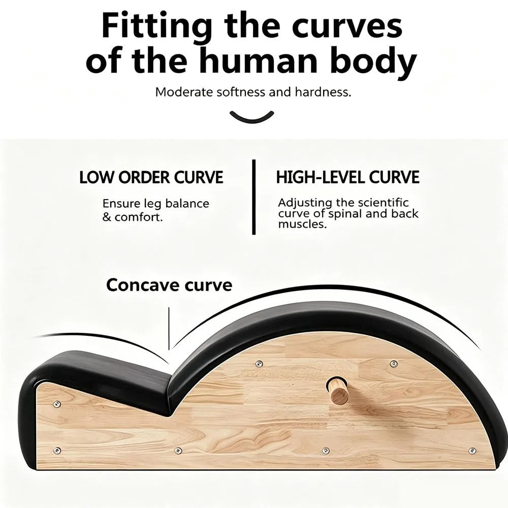 PU e legn Correttore per Colonna Vertebrale Pilates, Pilates Spine Corrector, Fitness Arc Lettino da Massaggio per Spine Supporters, per Colonna Vertebrale, Equilibrio, Rafforzamento Esercizi