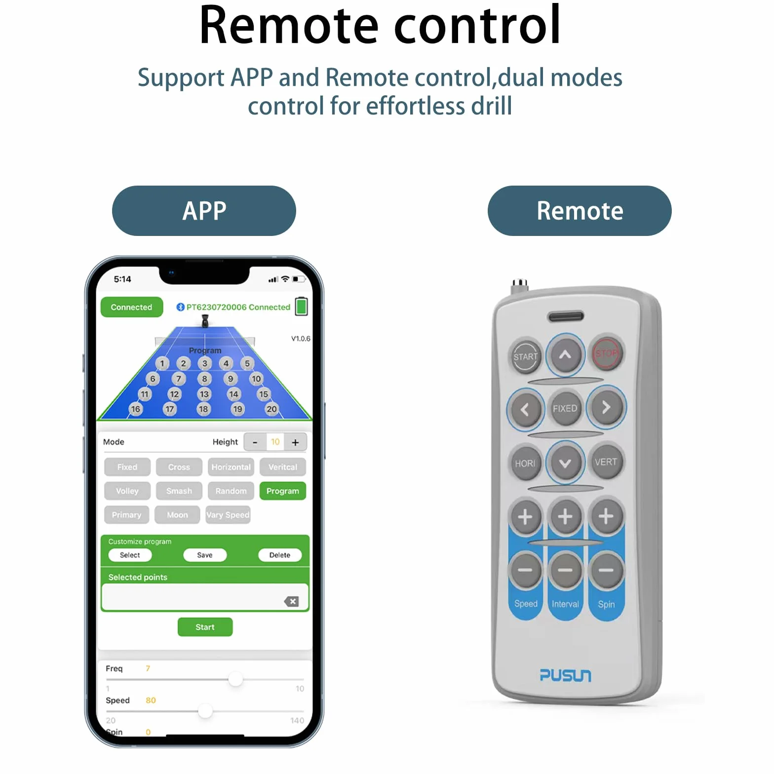 PT-Smart, macchina automatica per palline da tennis, con telecomando wireless, ad alta capacità, con impostazioni di velocità multiple, perfetta per allenamento da soli e auto-allenamento