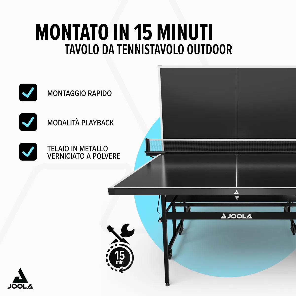 JOOLA tavolo da ping pong NOVA-resistente alle intemperie,pieghevole,regolabile in altezza con rete da ping pong