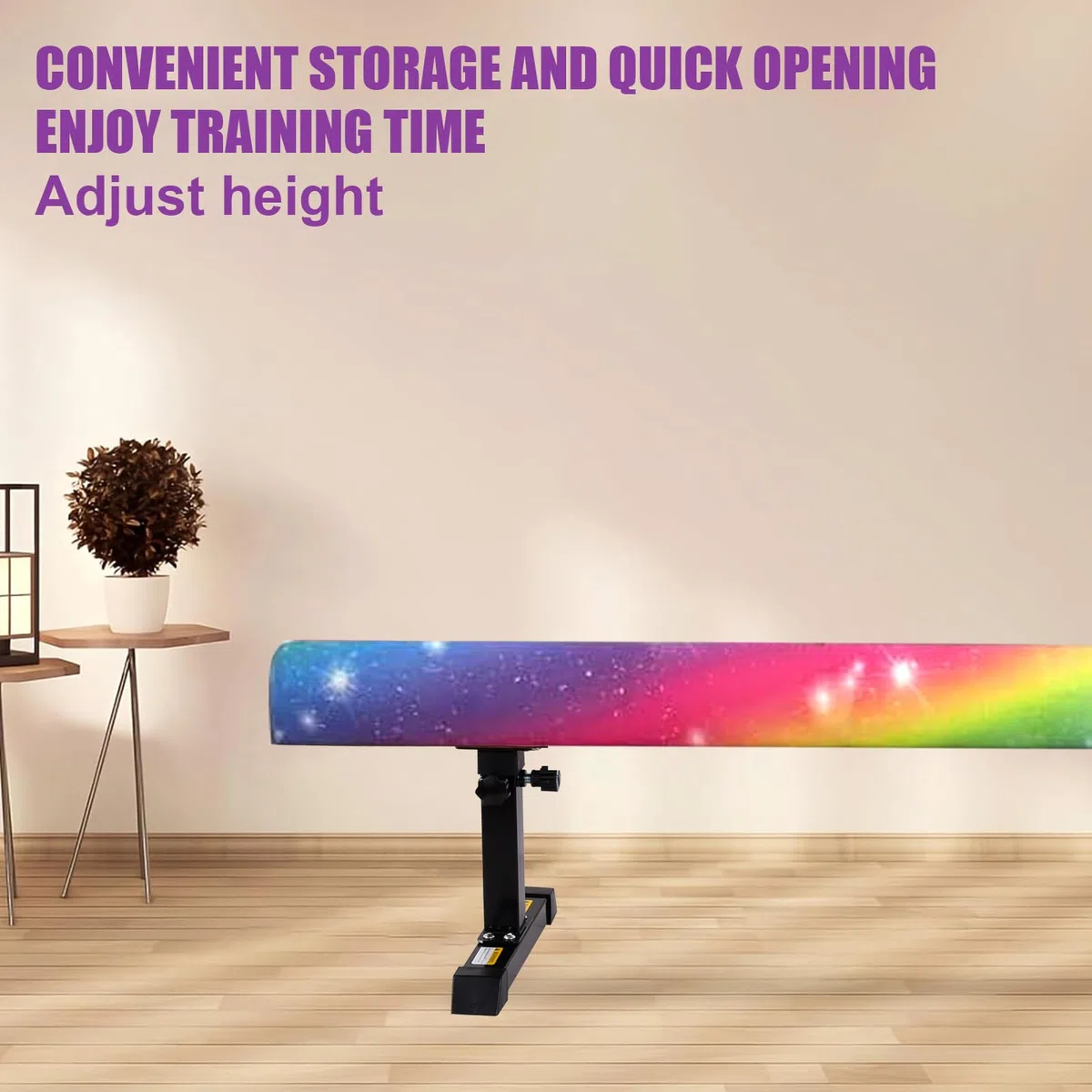 Trave di equilibrio per bambini - Trave di equilibrio pieghevole regolabile in altezza da 17 a 55 cm, attrezzo portatile per l'allenamento con le gambe per fitness/allenamento/ginnastica (viola)