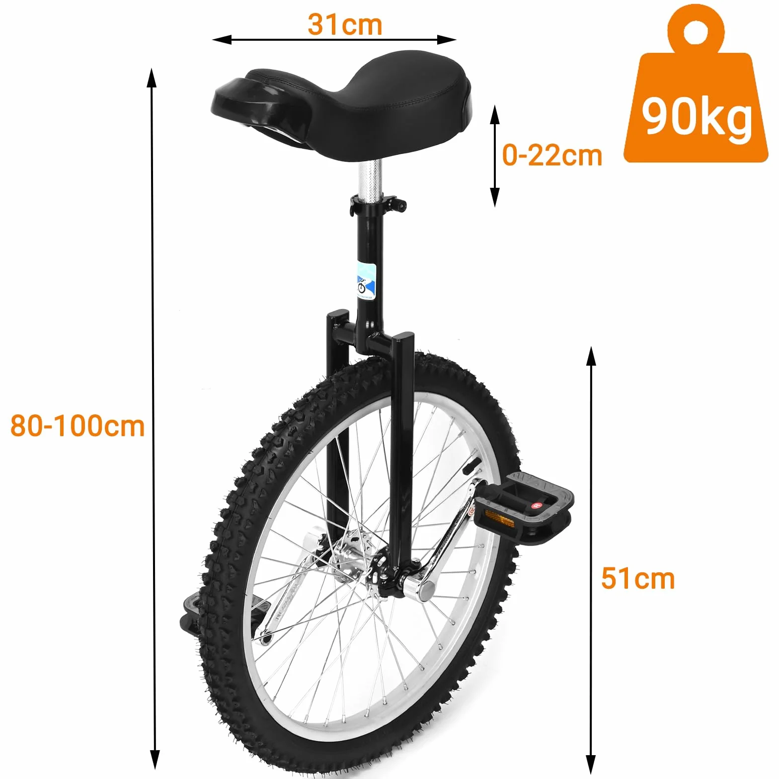 uyoyous Monociclo di lusso 20 pollici Unicycle per adulti bambini principianti e professionisti unisex
