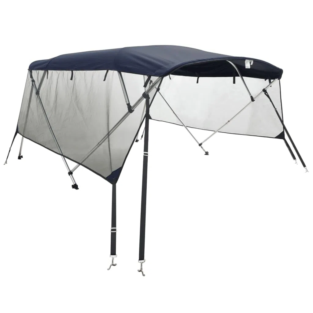 vidaXL Bimini di Prua Pareti Laterali Rete 4 Archi 243x(185-198)x137cm, bimini per imbarcazione, tendalino per barca, copertura per imbarcazione