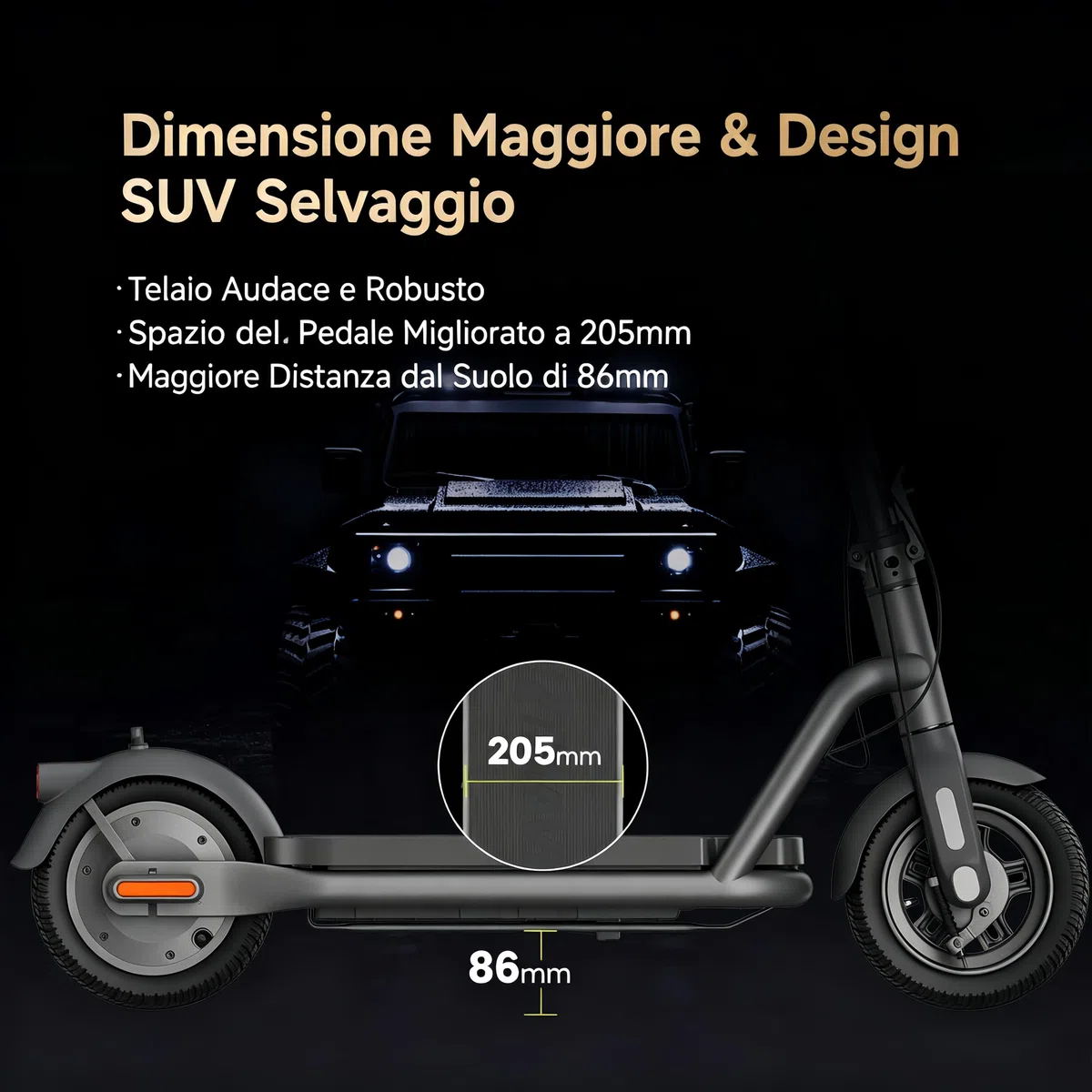 NAVEE N65i Monopattino Elettrico, Autonomia 65km, 3 Modalità di Guida, Pneumatici Tubeless 10,5", Pieghevole, IPX5, 24% Pendenza