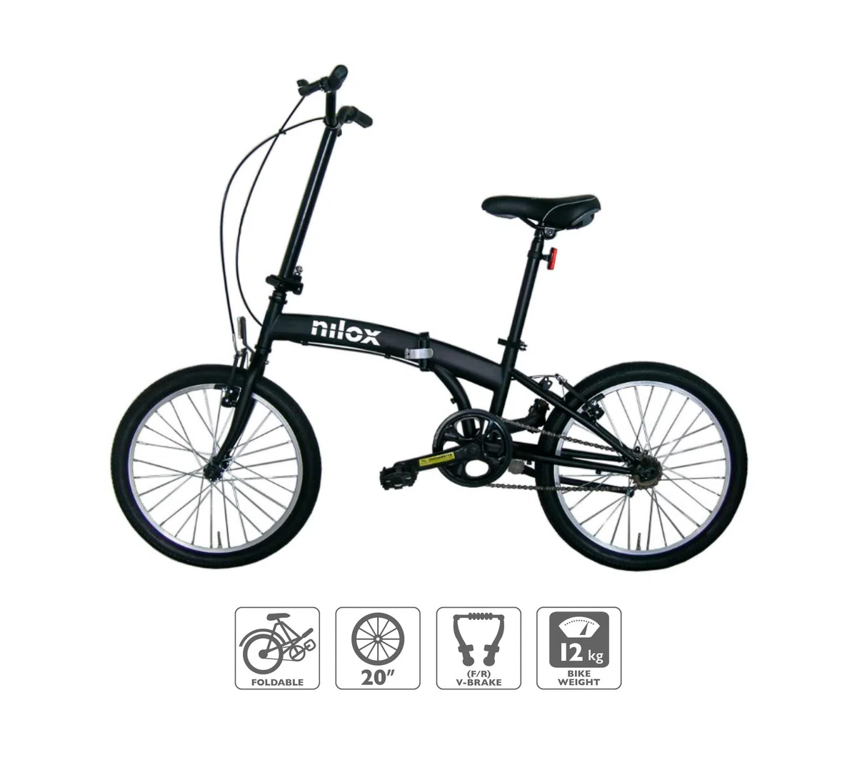 Nilox, Bike X0, Bici Pieghevole, Facile da Trasportare, Design Moderno, con Telaio Opaco in Acciaio, Bicicletta Leggera, 12 kg di Peso, con Cerchi in Alluminio da 20"