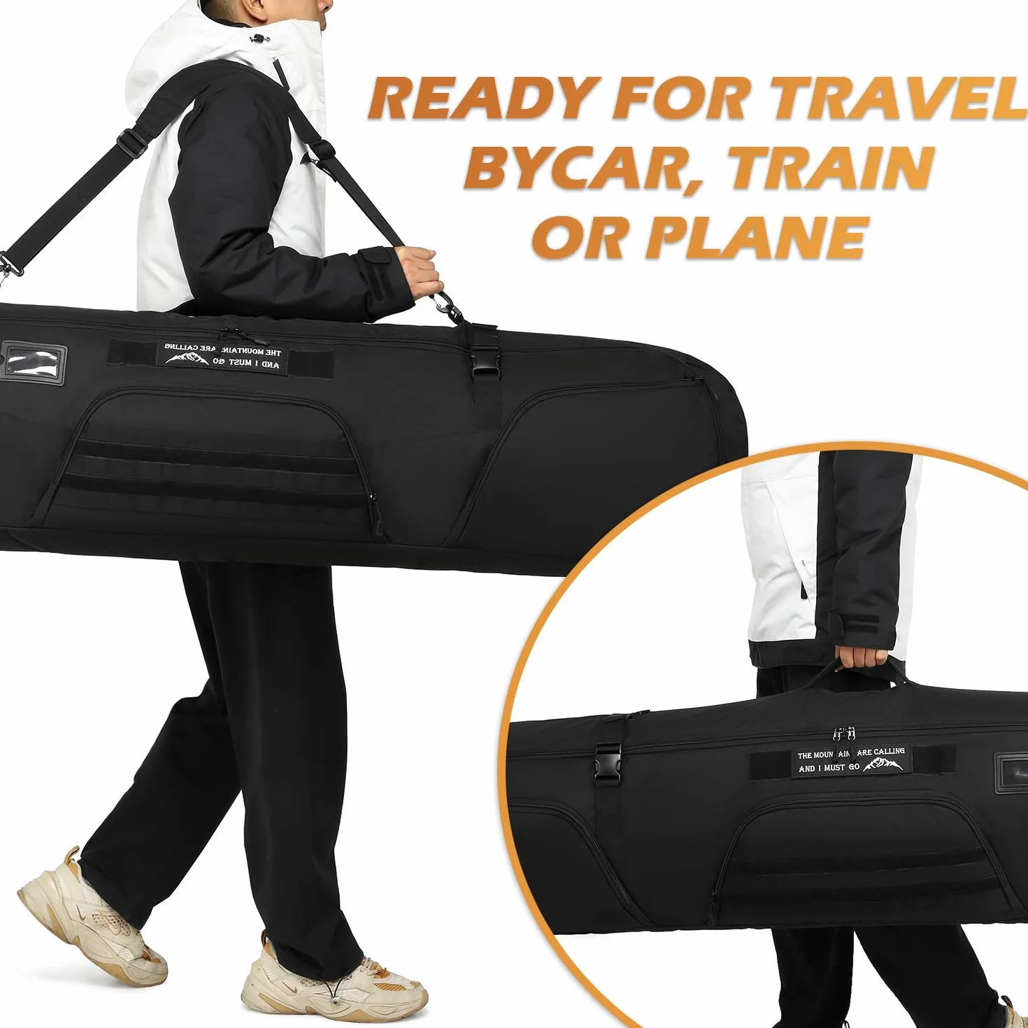 Borsa da viaggio per snowboard, 163 cm, imbottita, per scarponi da sci, attrezzatura da sci