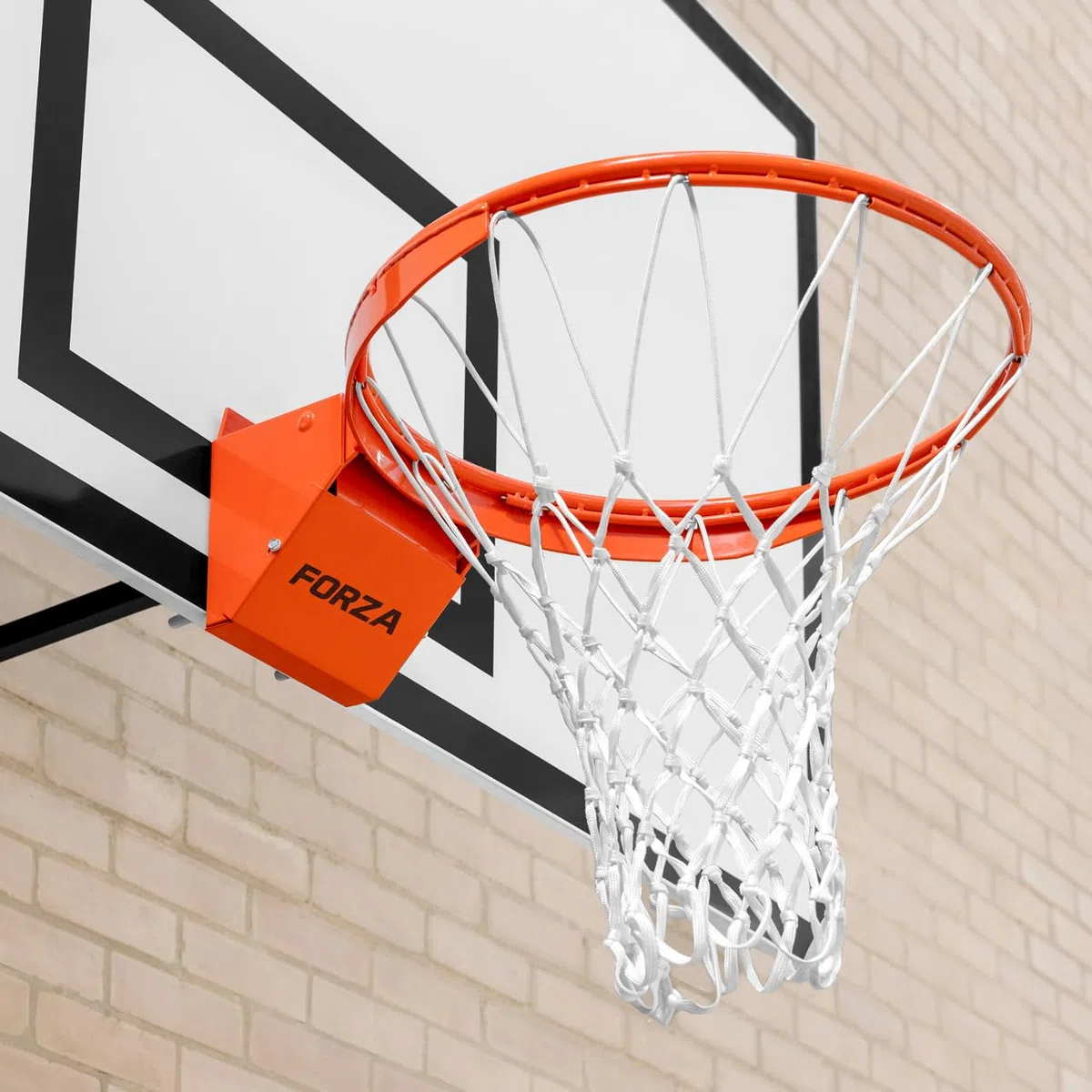 FORZA Canestro Da Basket Professionale - Da Montare A Muro | Anello Pallacanestro Per Interni Ed Esterni | Anello Flessibile Con Rete | Canestro Basket Con Piastra Per Montaggio Al Muro