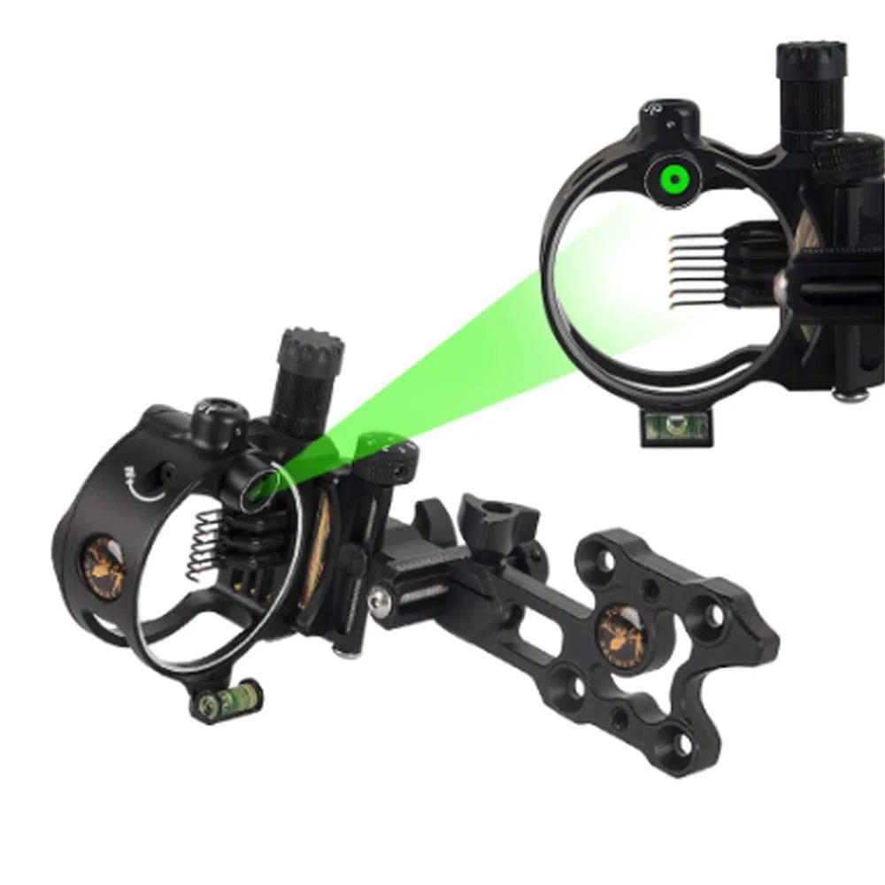 SHARROW Bow Sight 5 Pin / 7 Pin Mirini Vista dell'Arco Composto Retina Micro Regolabile 0,019 Fibra Ottica Alluminio Lega Visione per Archi Composti