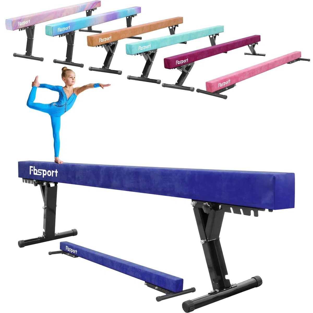 trave ginnastica artistica per casa Regolabile 244CM, 5 altezza regolabiletrave ginnastica trave di equilibrio ginnastica ad alto e basso livello Fascia da pavimento Altamente stabile per bambini