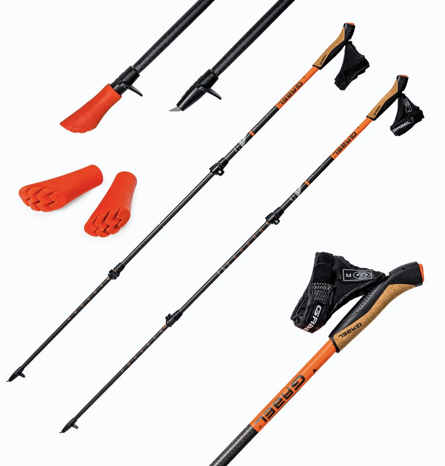 Gabel Nordic Walking Bastoni Telescopici Carbon XT 3S-100 F.L. Made in Italy Marca Professionale