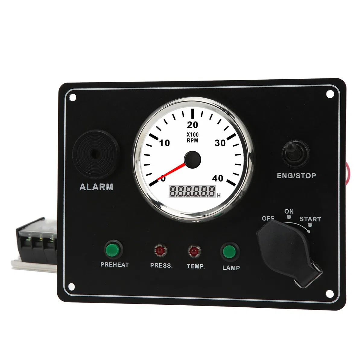 Pannello Strumenti per Barche, Quadro Strumenti per Barche con Tachimetro Multifunzione Motori 4000 RPM Arresto Avvio ON OFF Allarme Temperatura Acqua IP67 Impermeabile (24V)