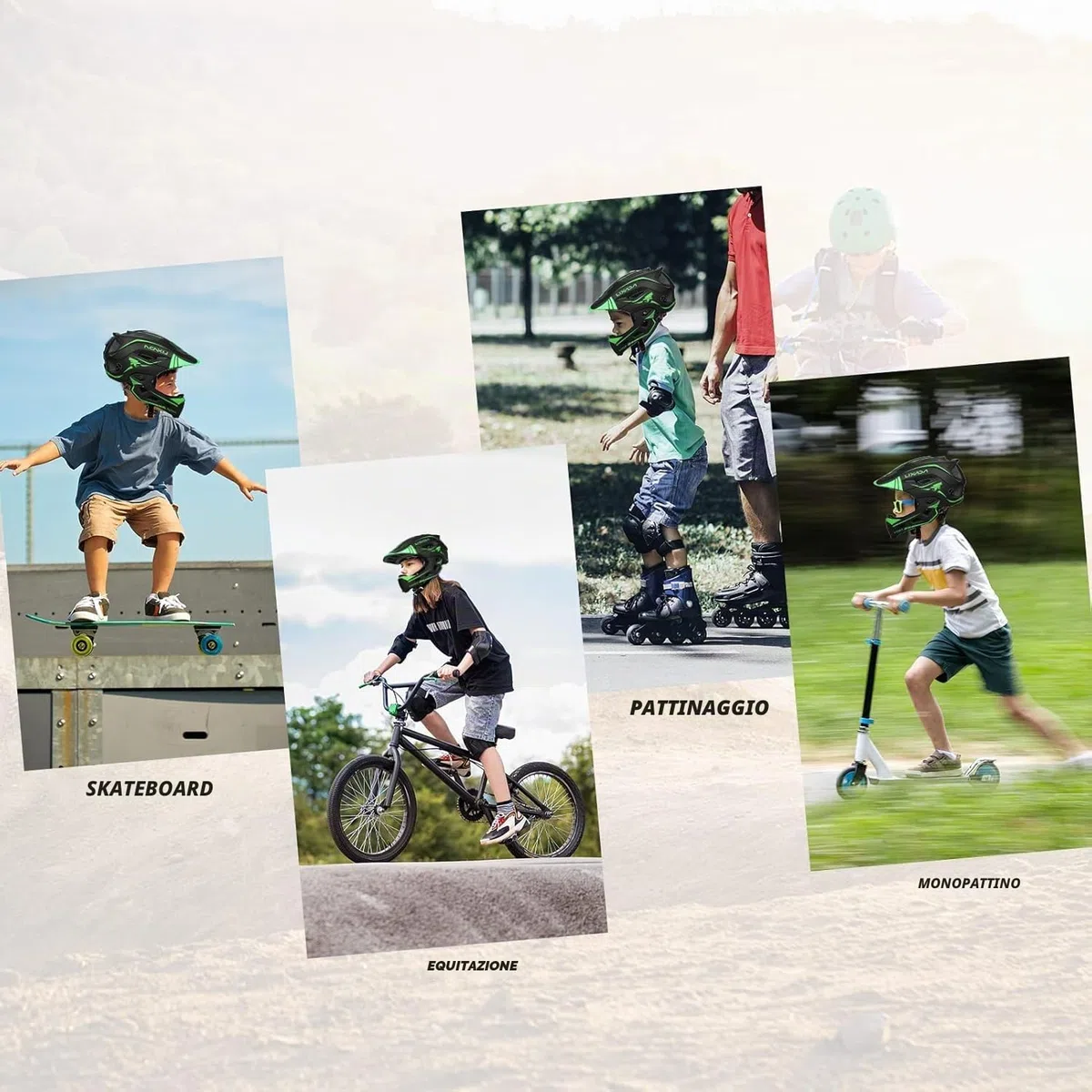 Lixada Casco Integrale per Bambini, Rimovibile per Bambini Ragazzi Ragazze Casco Protettivo per Ciclismo Skateboard Pattinaggio 52-56 cm